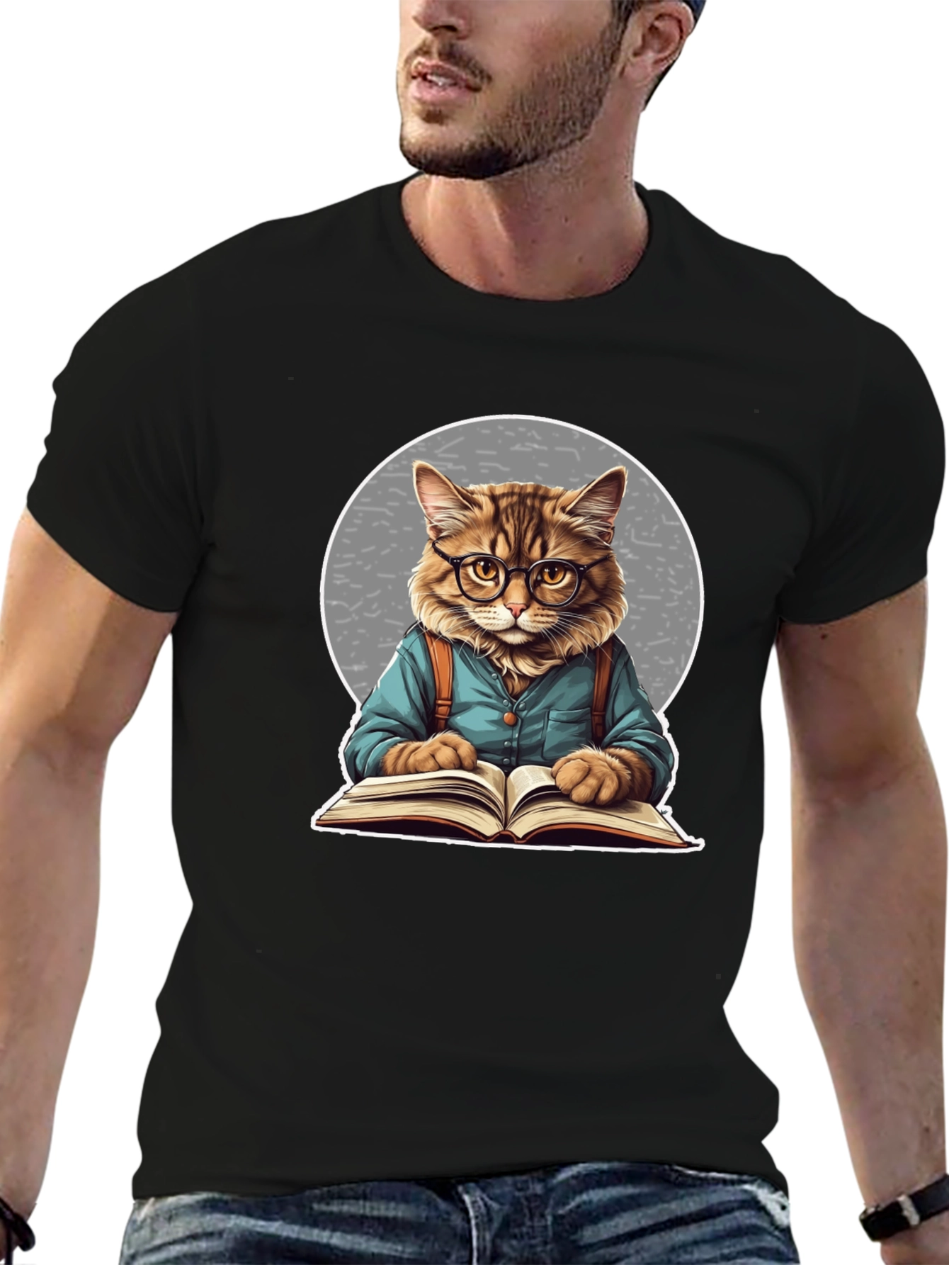 Cat Reader T-Shirt - Unique Graphic Tee