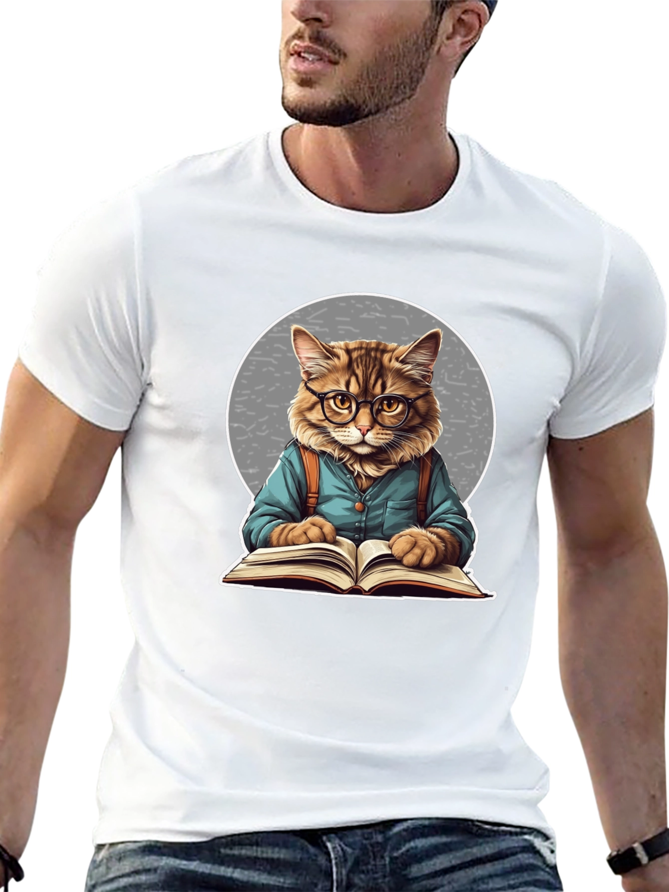 Cat Reader T-Shirt - Unique Graphic Tee