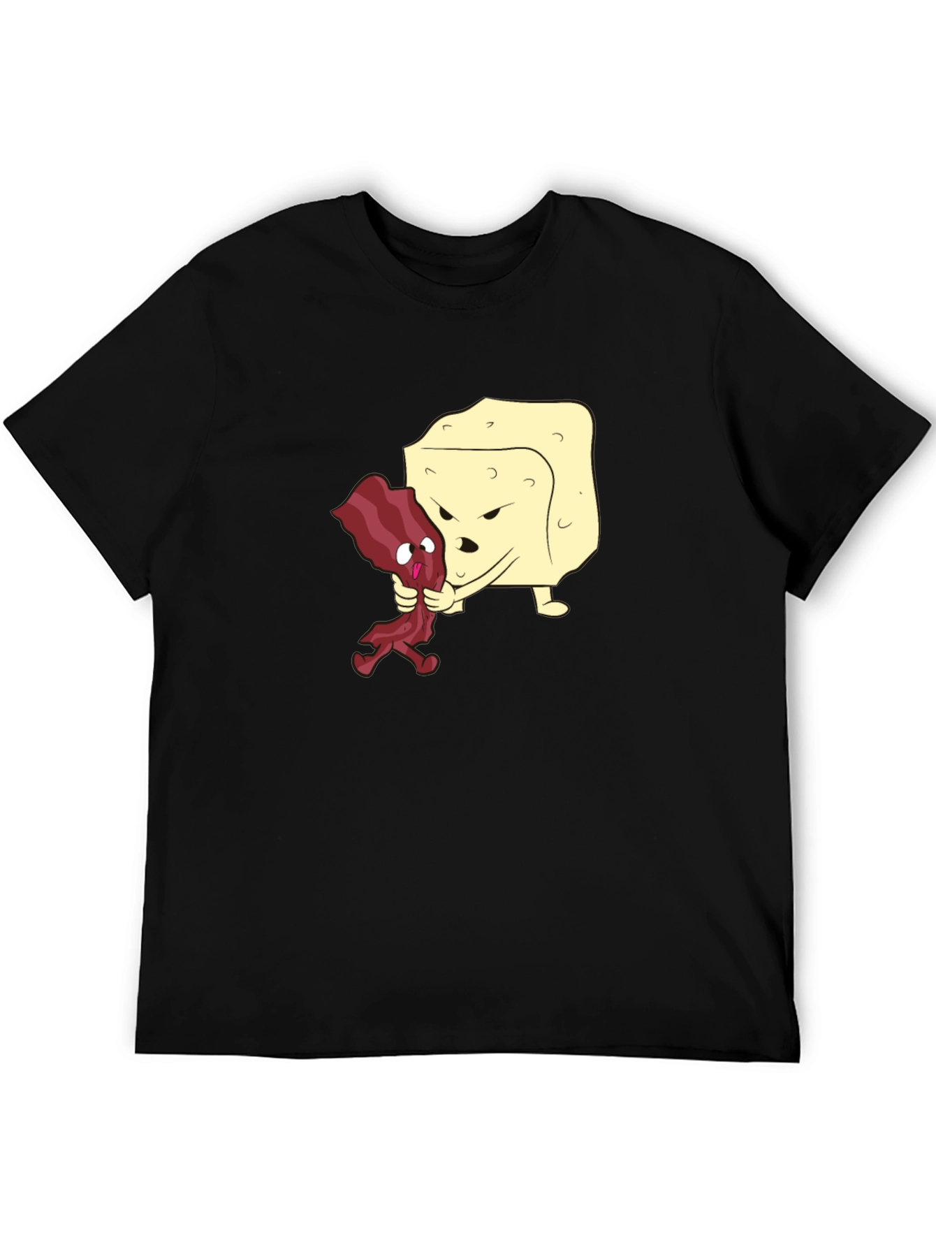 Funny Bacon vs Cheese Black T-Shirt