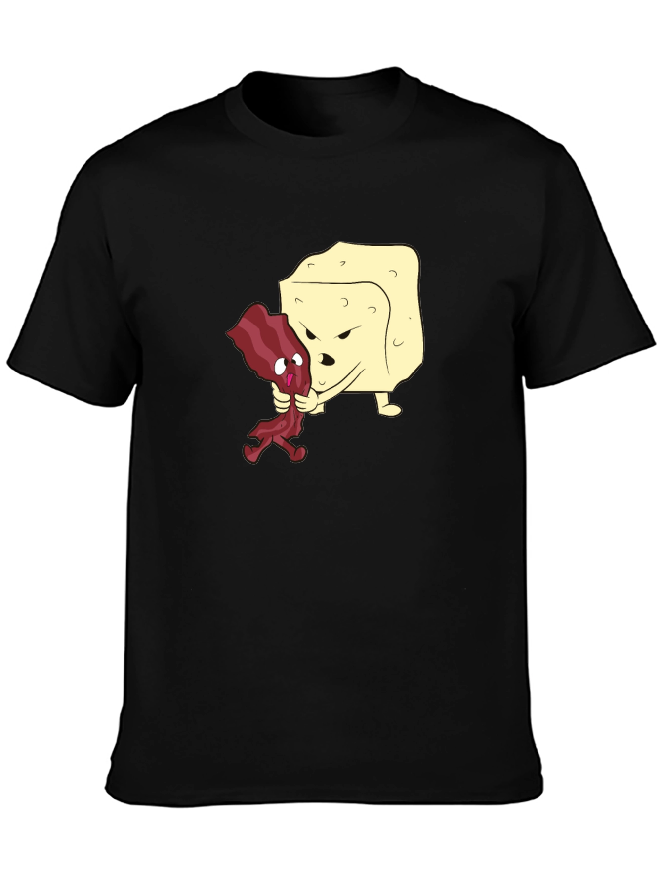 Funny Bacon vs Cheese Black T-Shirt