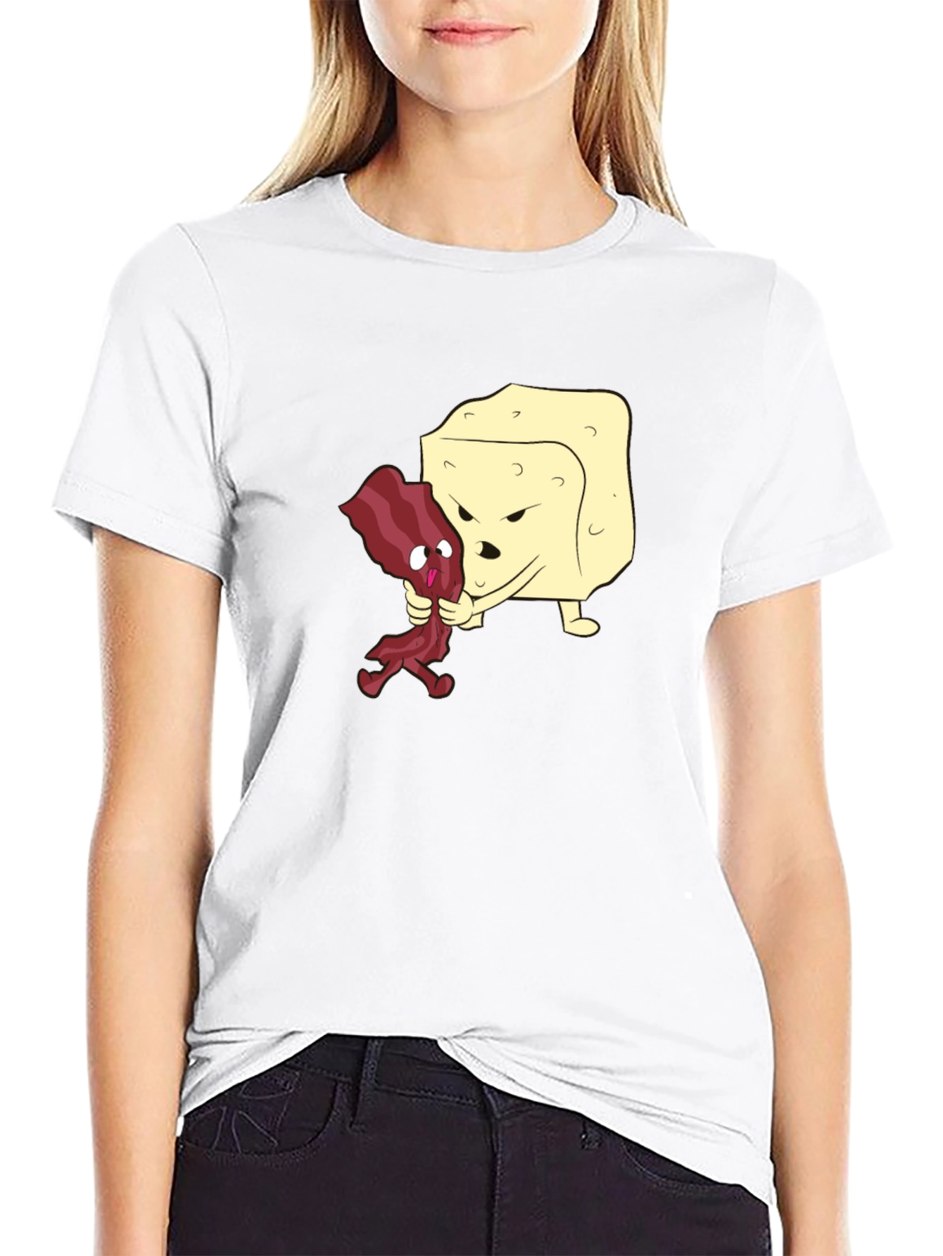 Funny Bacon vs Cheese Black T-Shirt