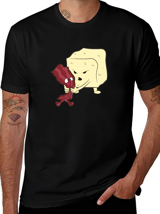Funny Bacon vs Cheese Black T-Shirt