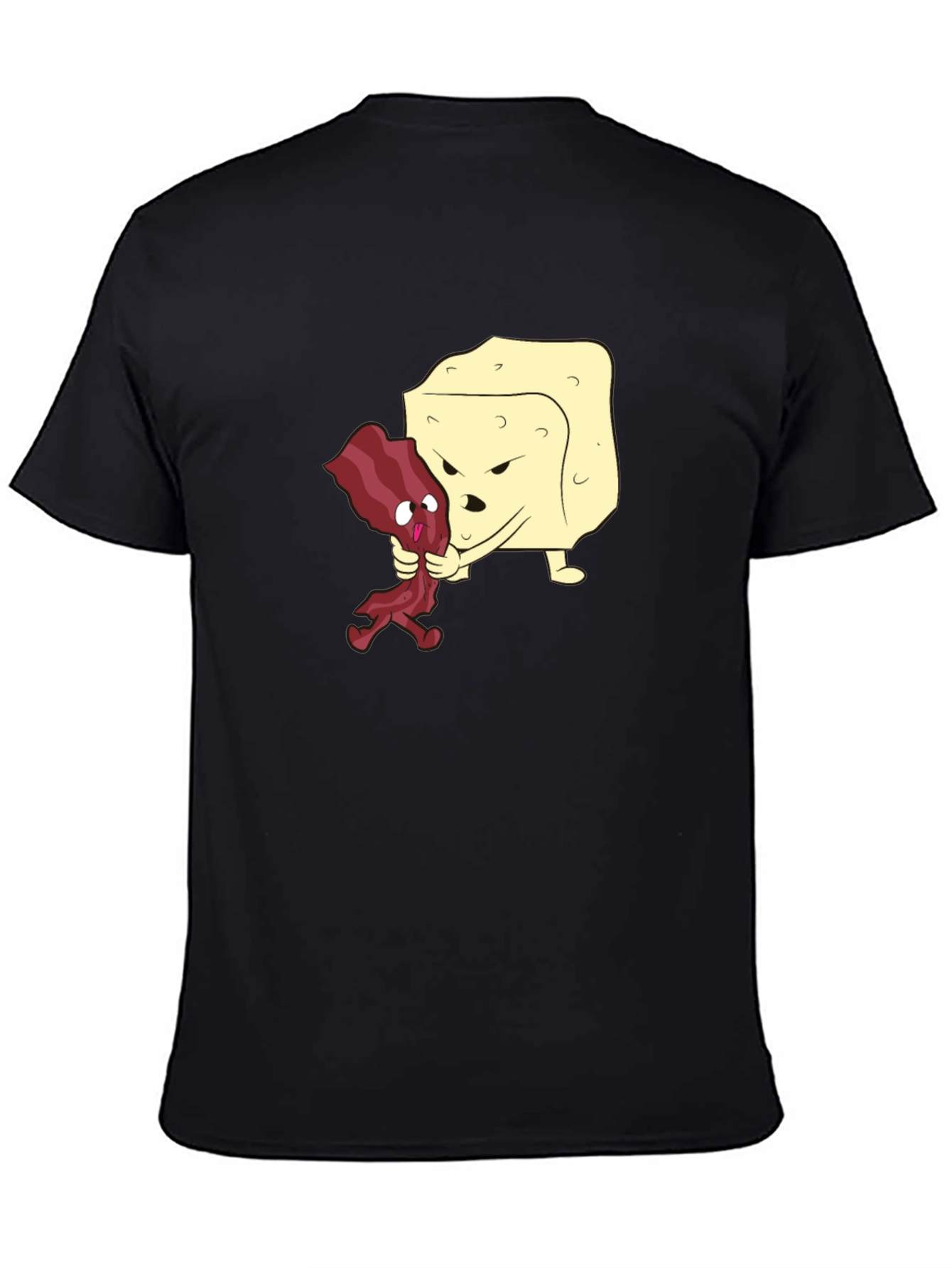Funny Bacon vs Cheese Black T-Shirt