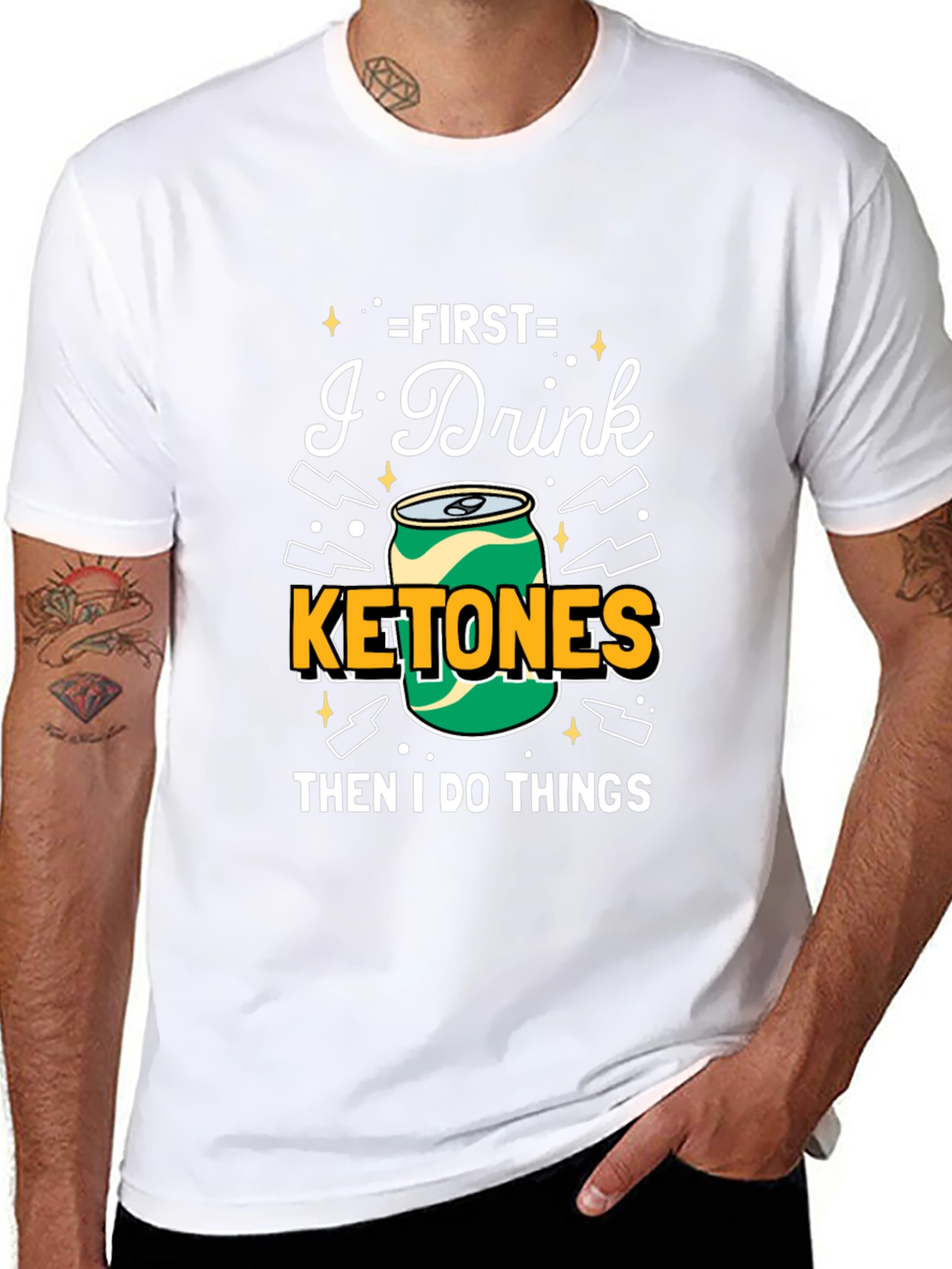 First I Drink Ketones T-Shirt - Black Graphic Tee