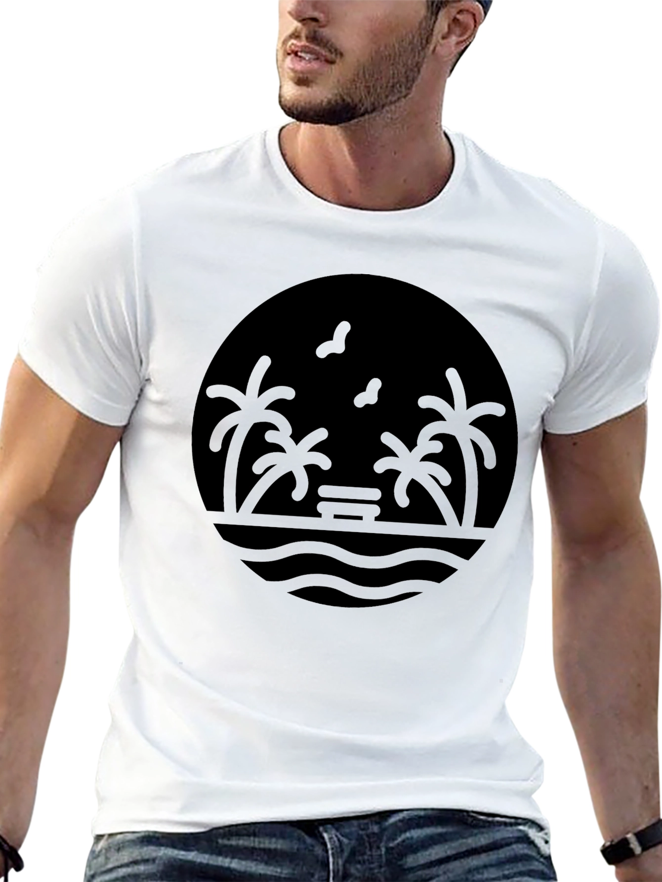 Island Vibes T-Shirt - Black Graphic Tee