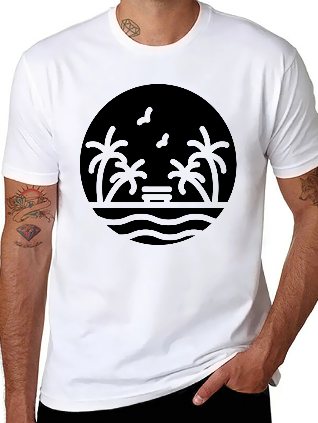 Island Vibes T-Shirt - Black Graphic Tee