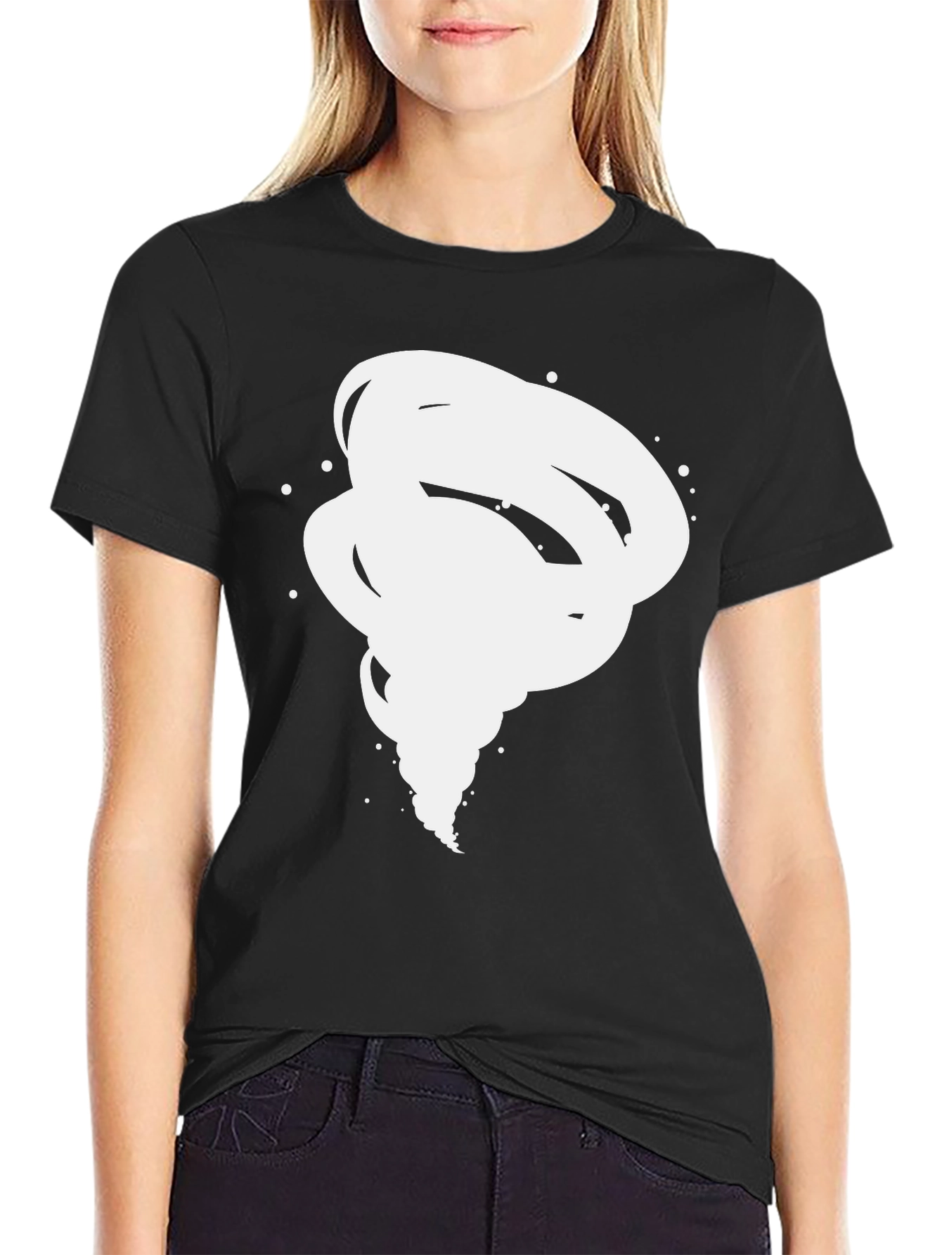 Tornado Graphic Tee - Modern Black Cotton T-Shirt