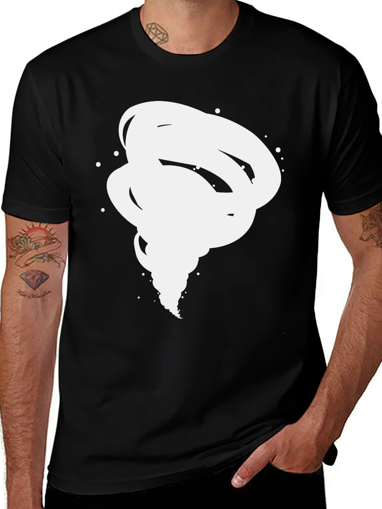 Tornado Graphic Tee - Modern Black Cotton T-Shirt