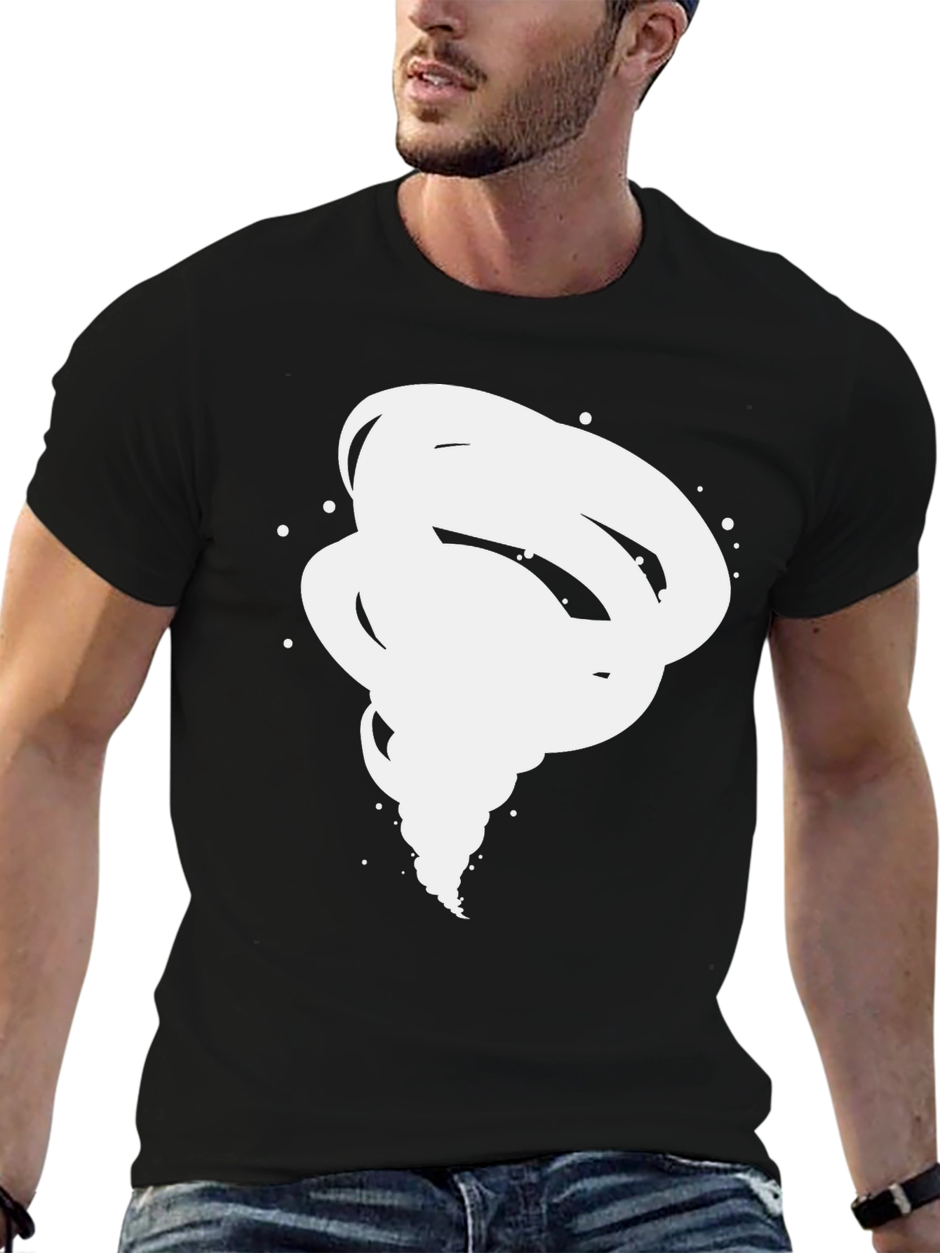 Tornado Graphic Tee - Modern Black Cotton T-Shirt