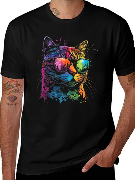 Cool Cat Graphic T-Shirt - Unique Neon Design