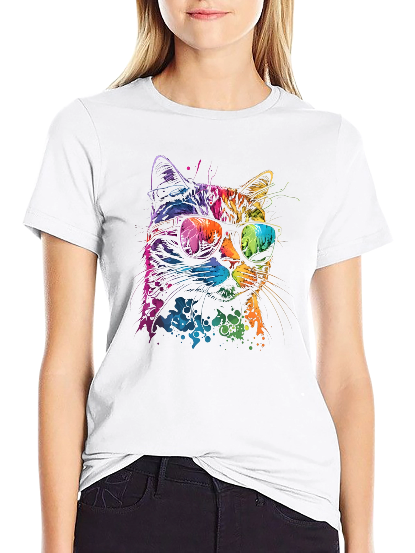 Cool Cat Graphic T-Shirt - Unique Neon Design