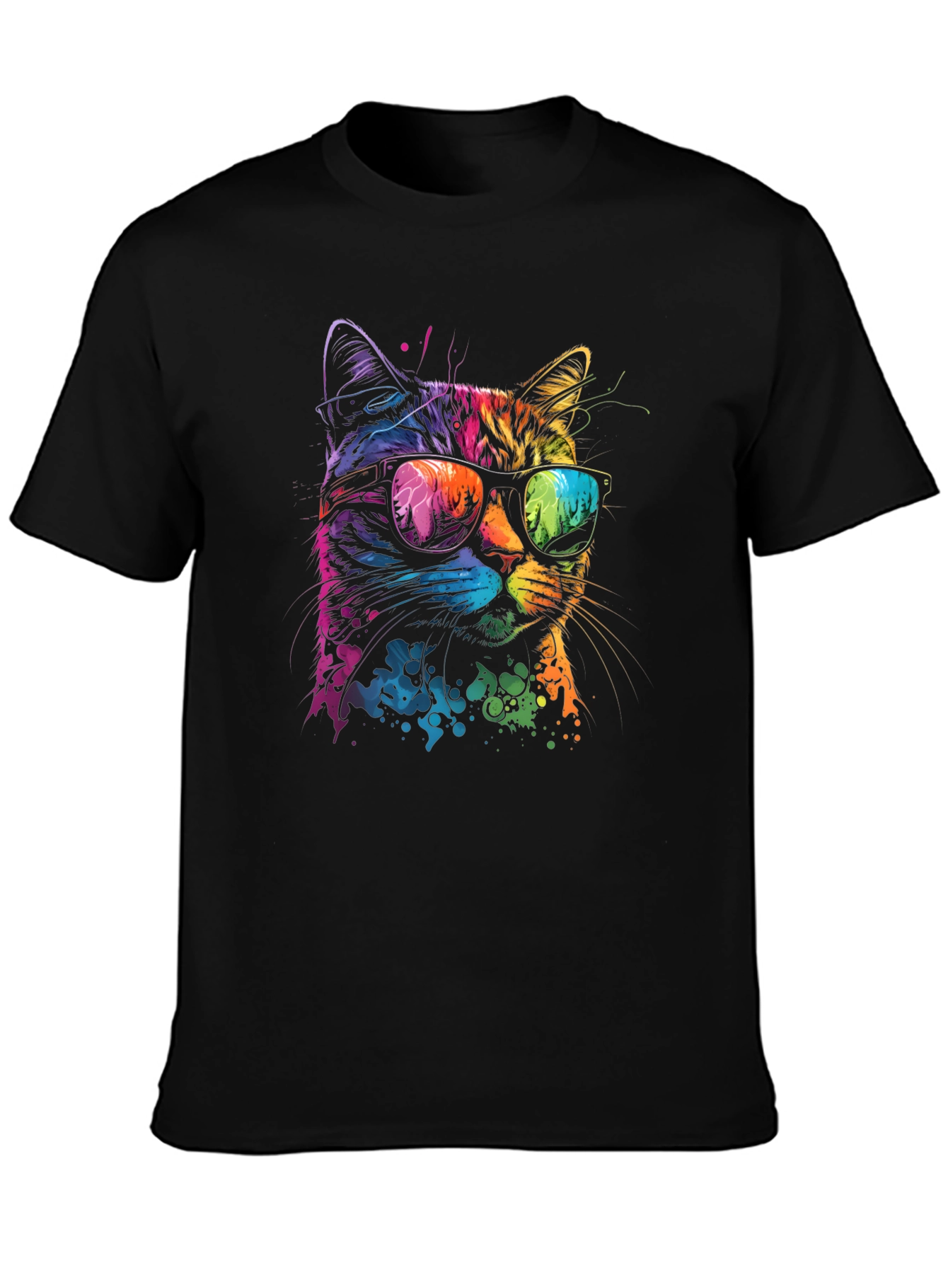 Cool Cat Graphic T-Shirt - Unique Neon Design