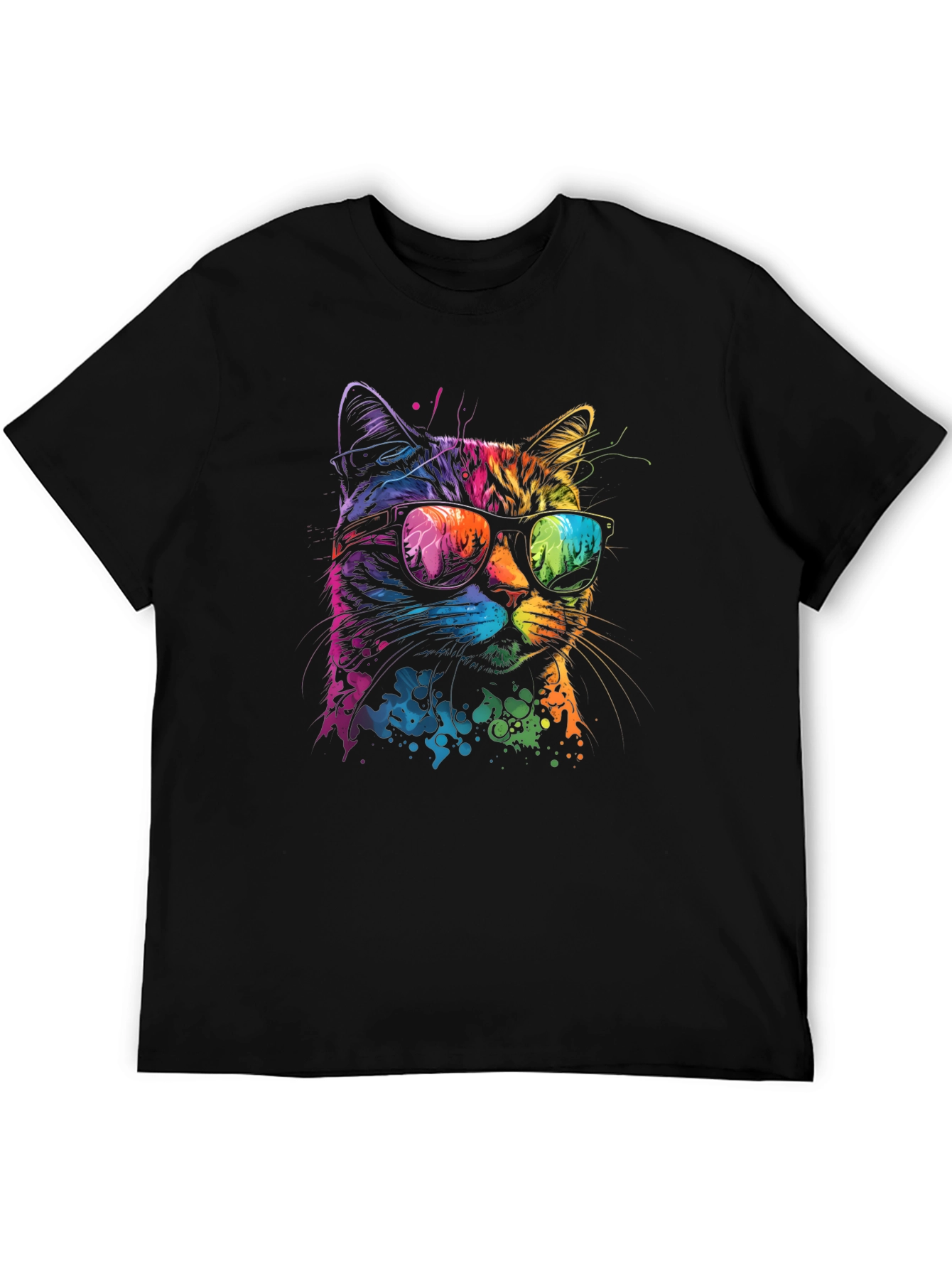 Cool Cat Graphic T-Shirt - Unique Neon Design