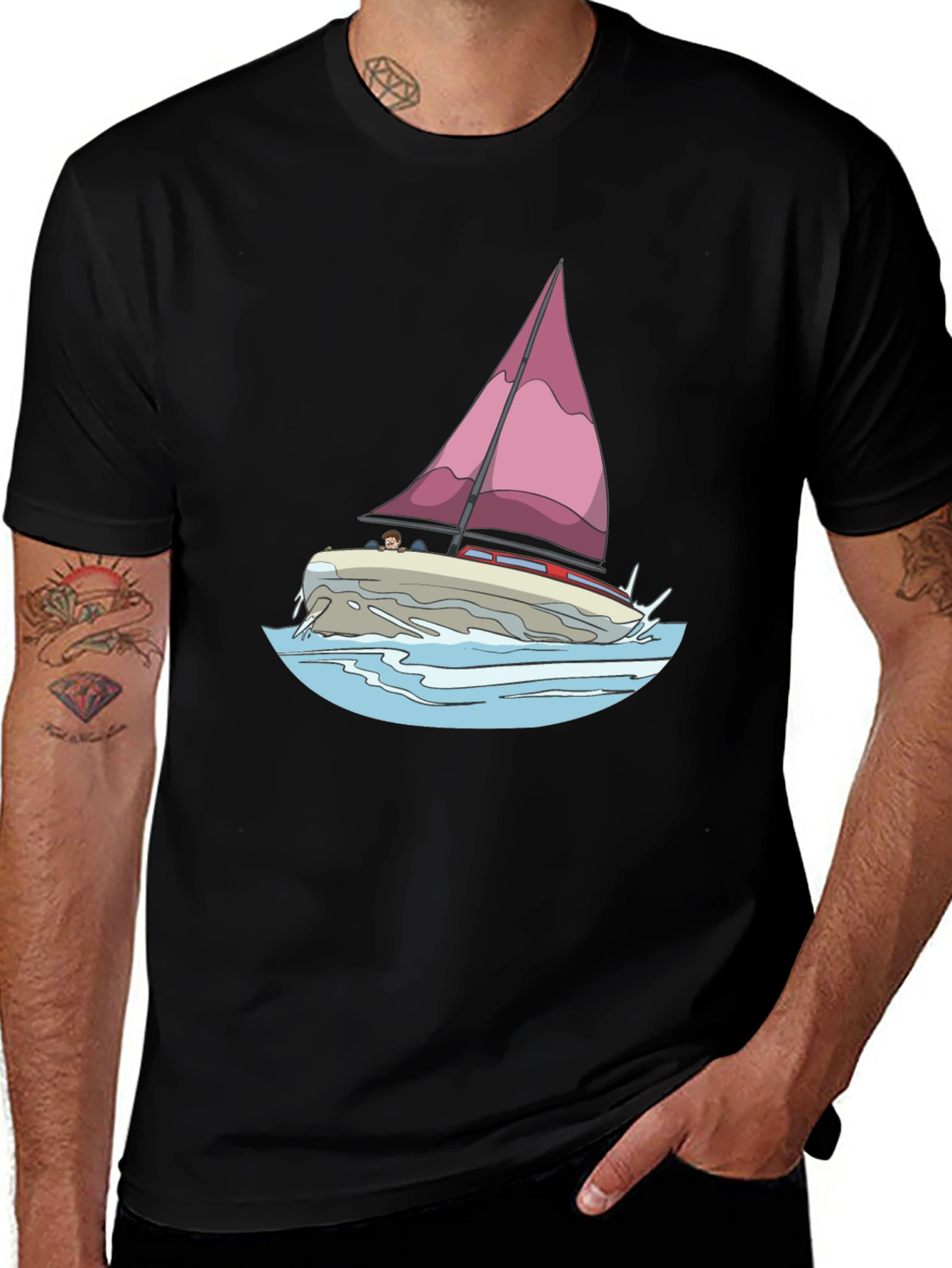 Sailboat Graphic Black T-Shirt