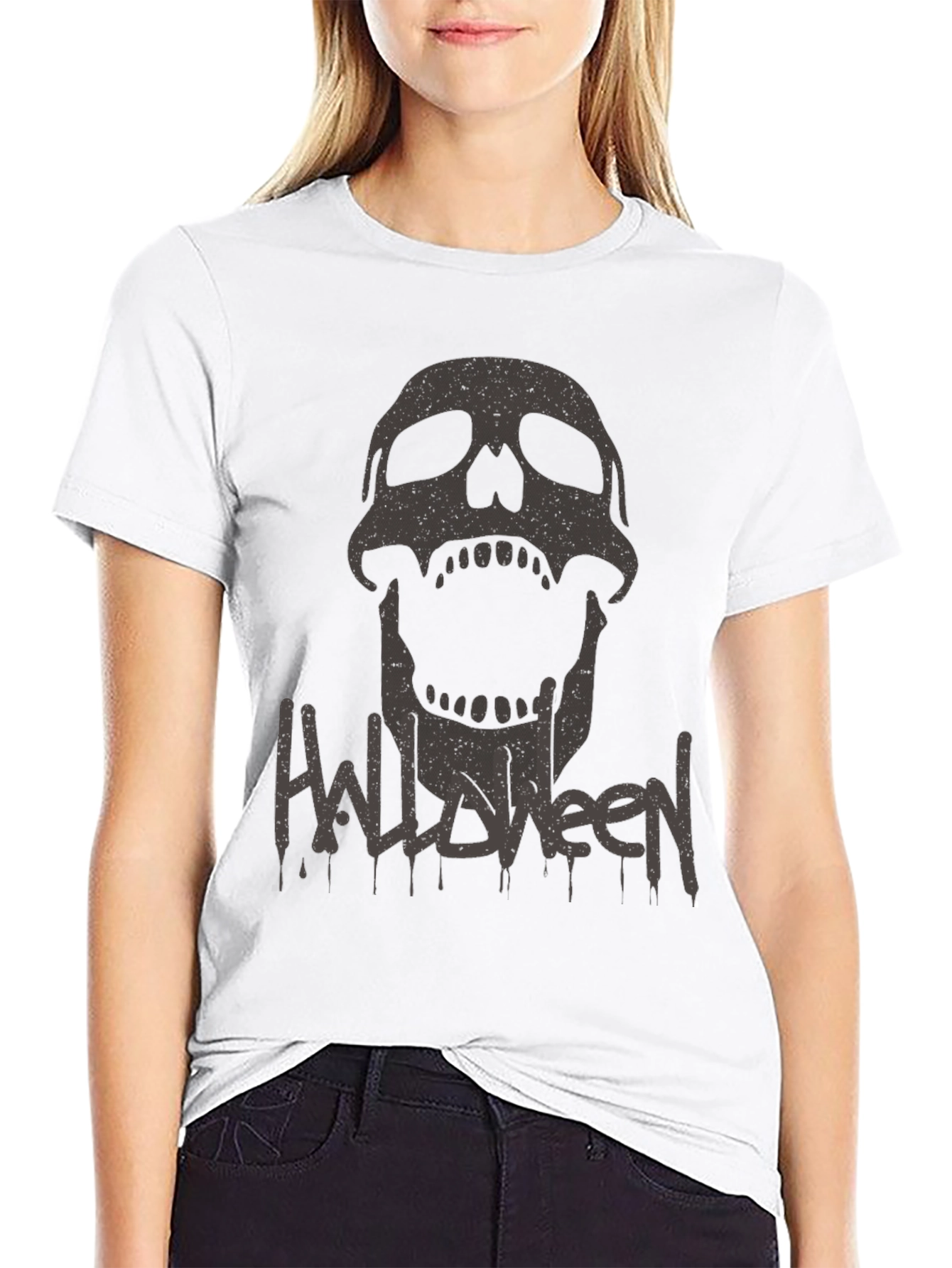 Halloween Skull Graphic Tee - Mens Black T-Shirt