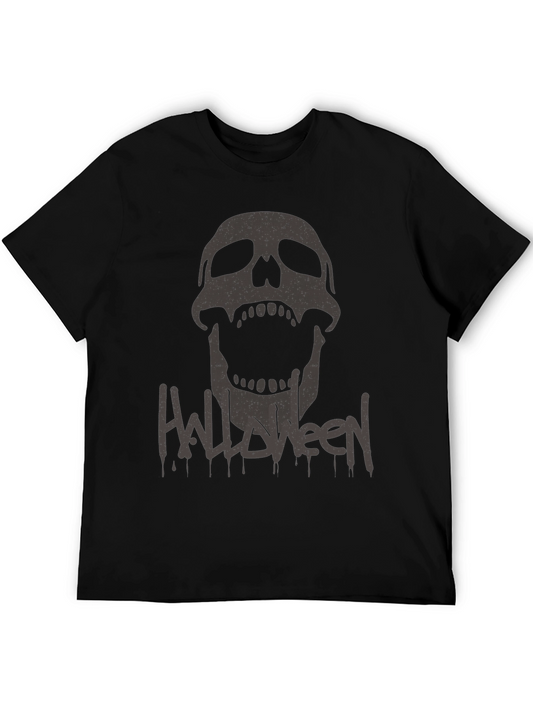 Halloween Skull Graphic Tee - Mens Black T-Shirt