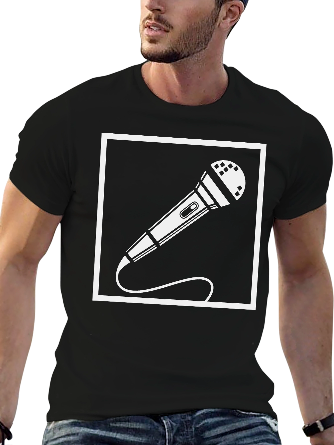 Black Microphone Graphic Tee - Singer Musician T-Shirt