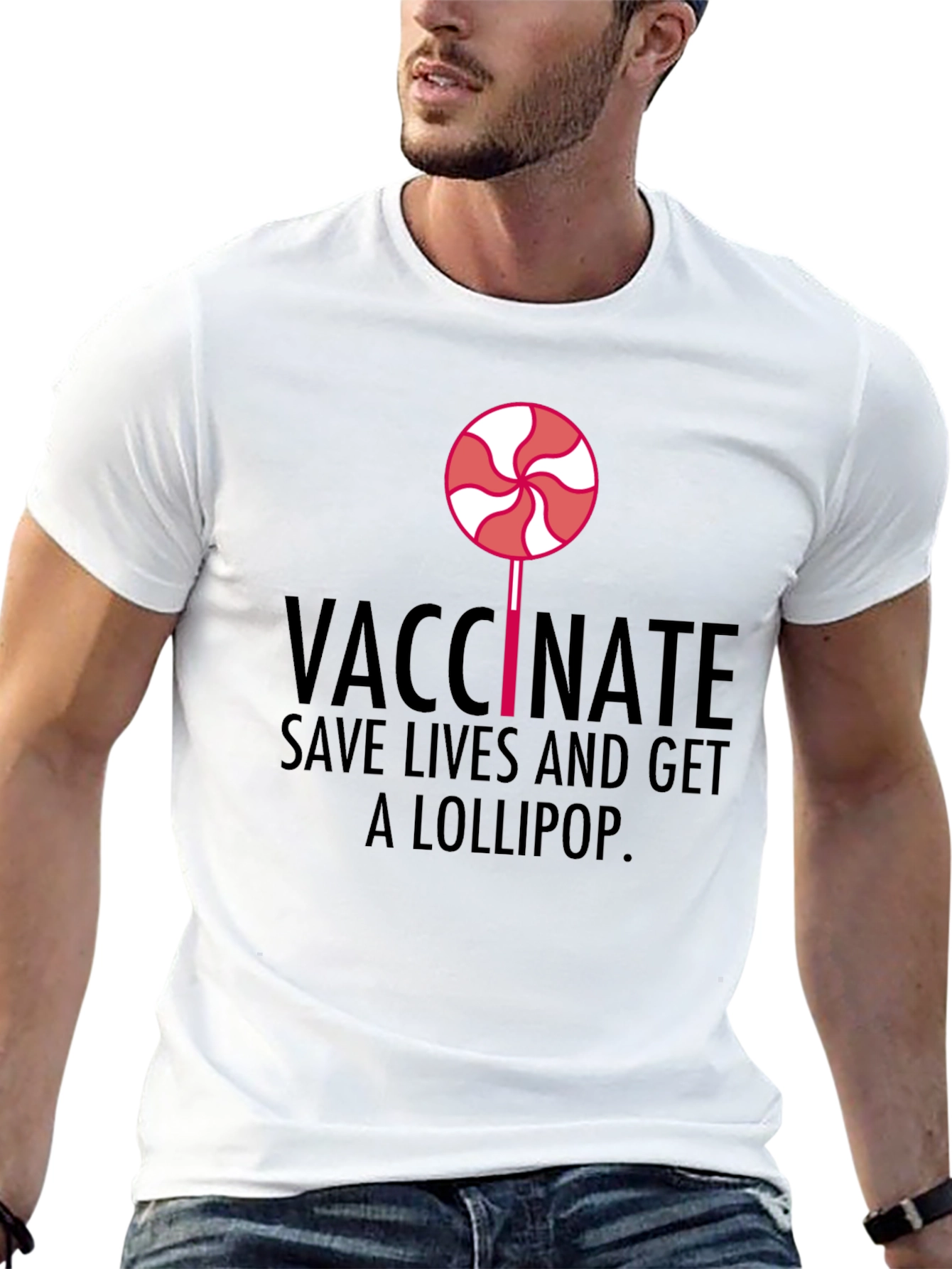 Vaccinate Save Lives Get a Lollipop Black T-Shirt