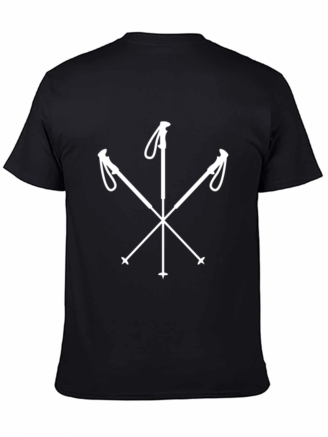 Skiing Poles Graphic Tee - Black Cotton T-Shirt
