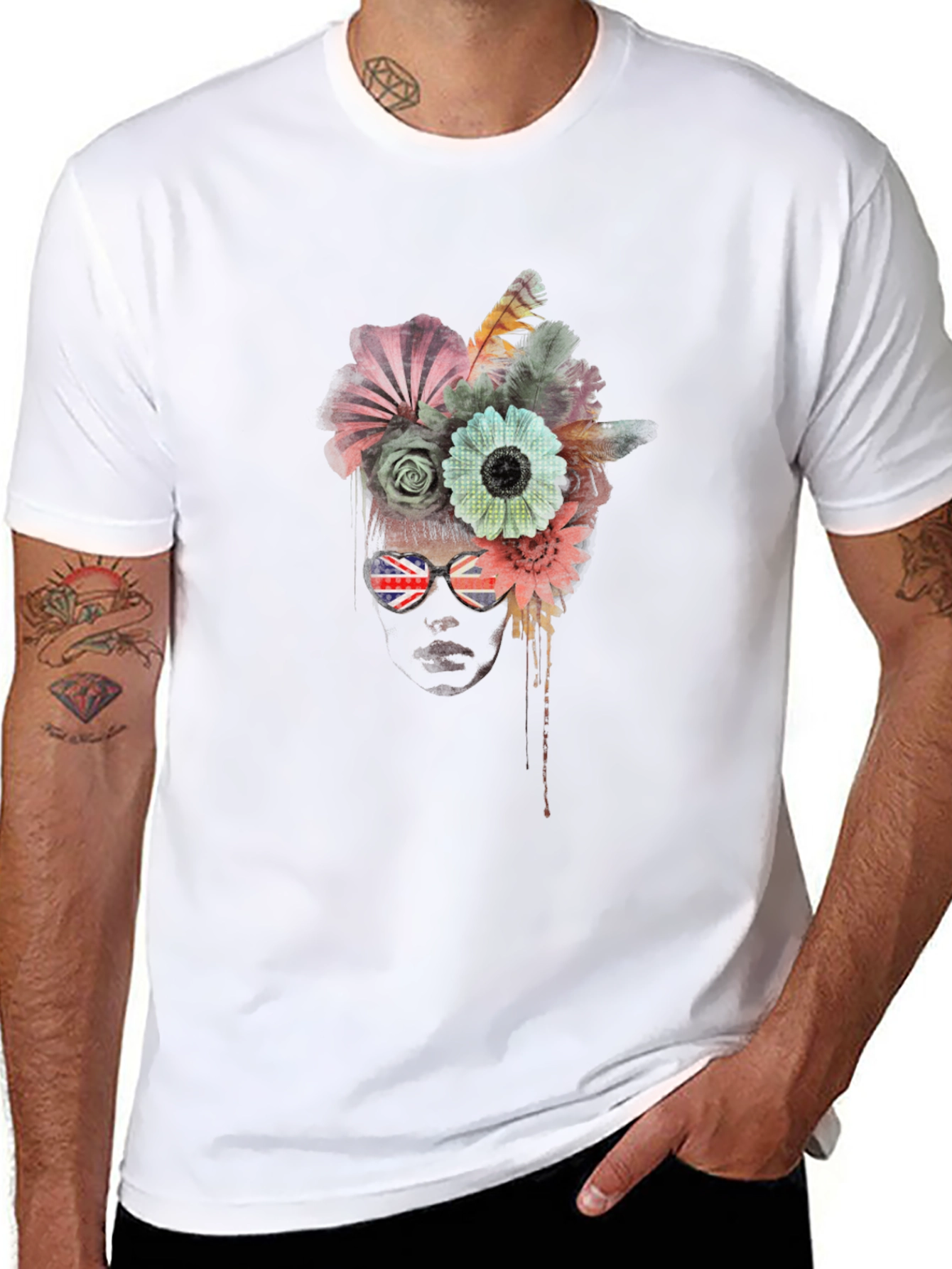 Floral Union Jack Sunglasses T-Shirt