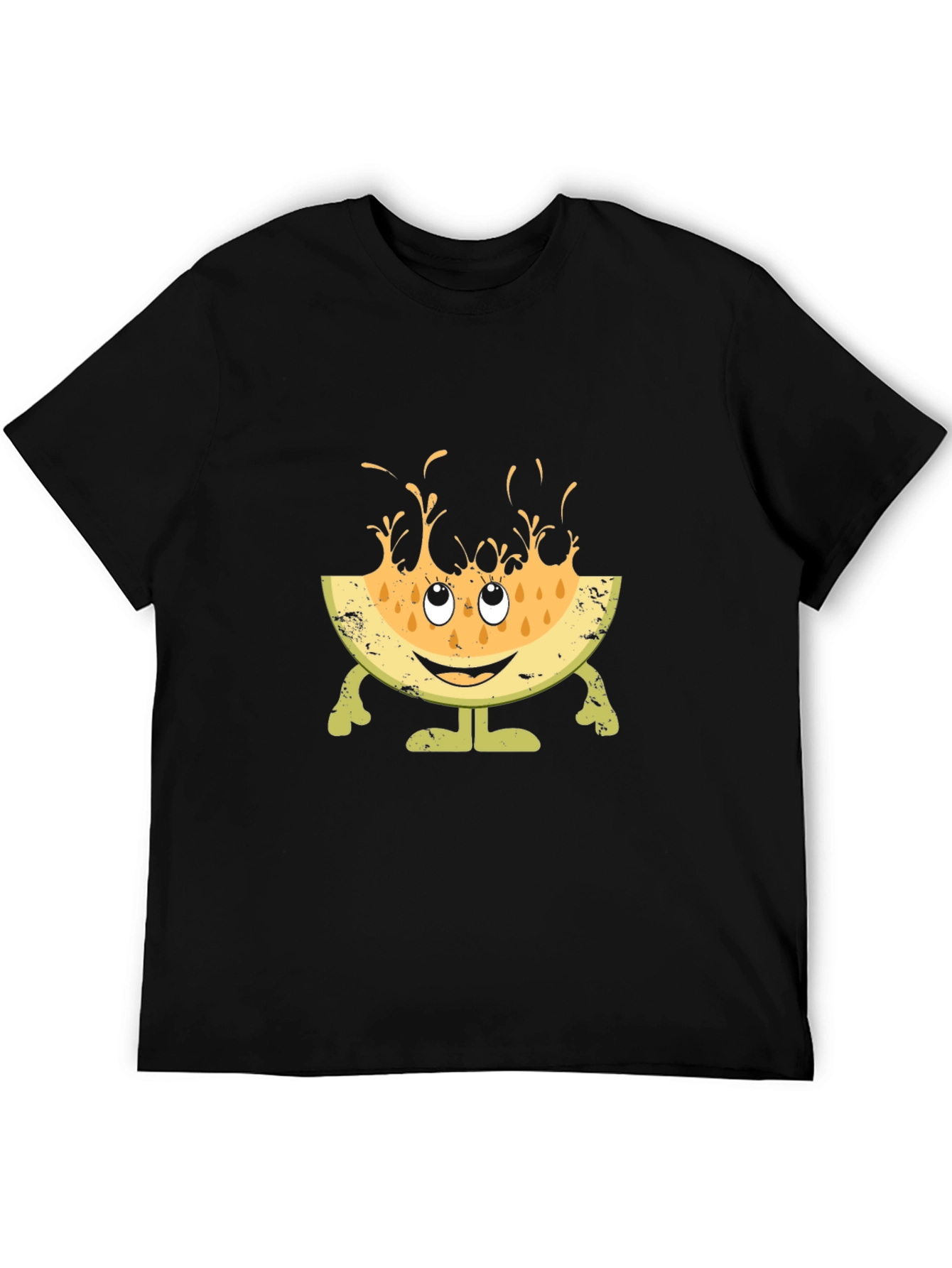 Funny Melon Character Black T-Shirt