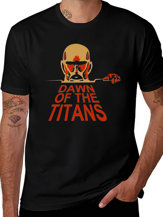 Dawn of the Titans Graphic T-Shirt - Black Cotton Blend