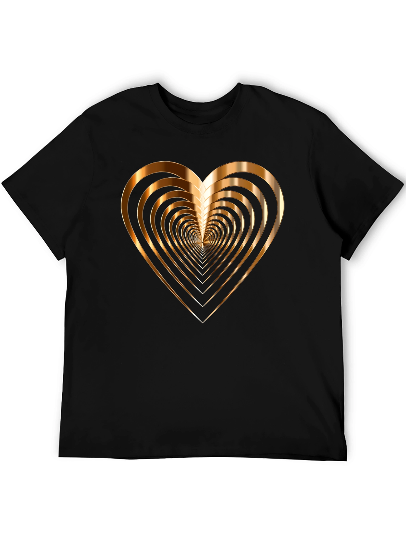 Golden Heart Graphic Print Mens Black T-Shirt