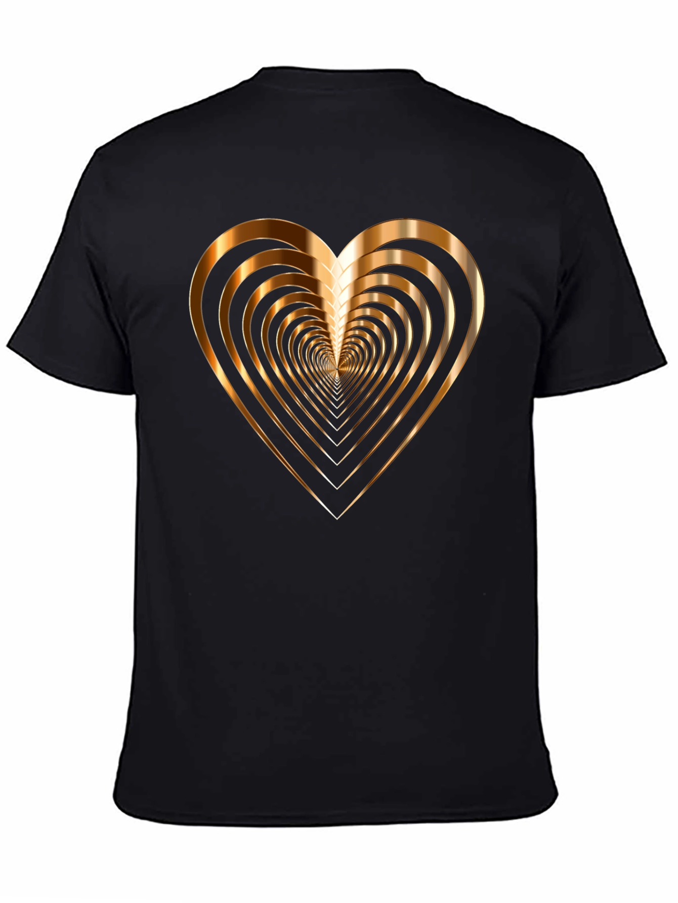 Golden Heart Graphic Print Mens Black T-Shirt