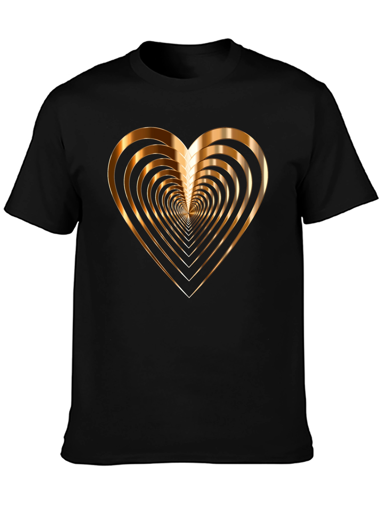 Golden Heart Graphic Print Mens Black T-Shirt