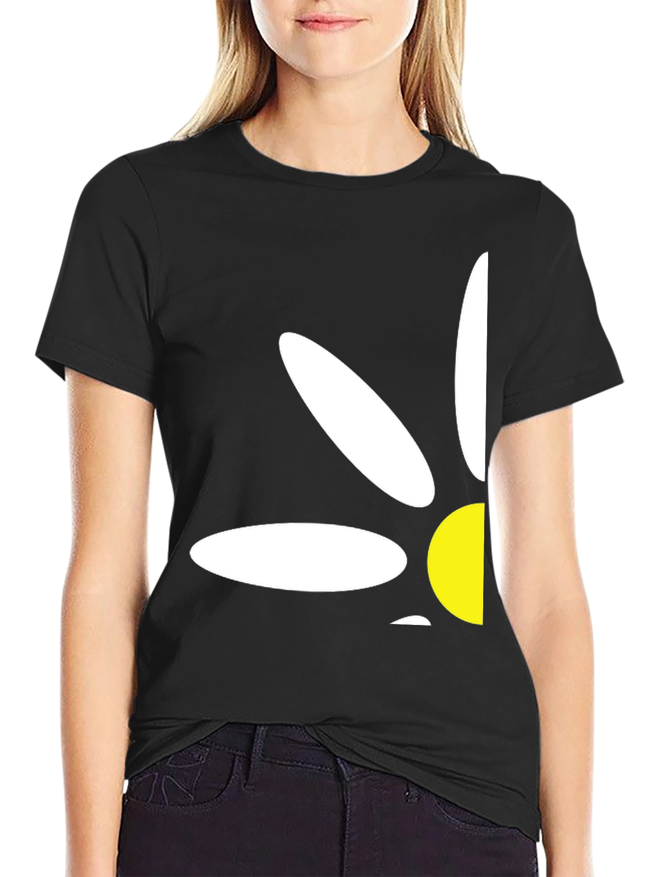 Daisy Graphic Print T-Shirt - Black