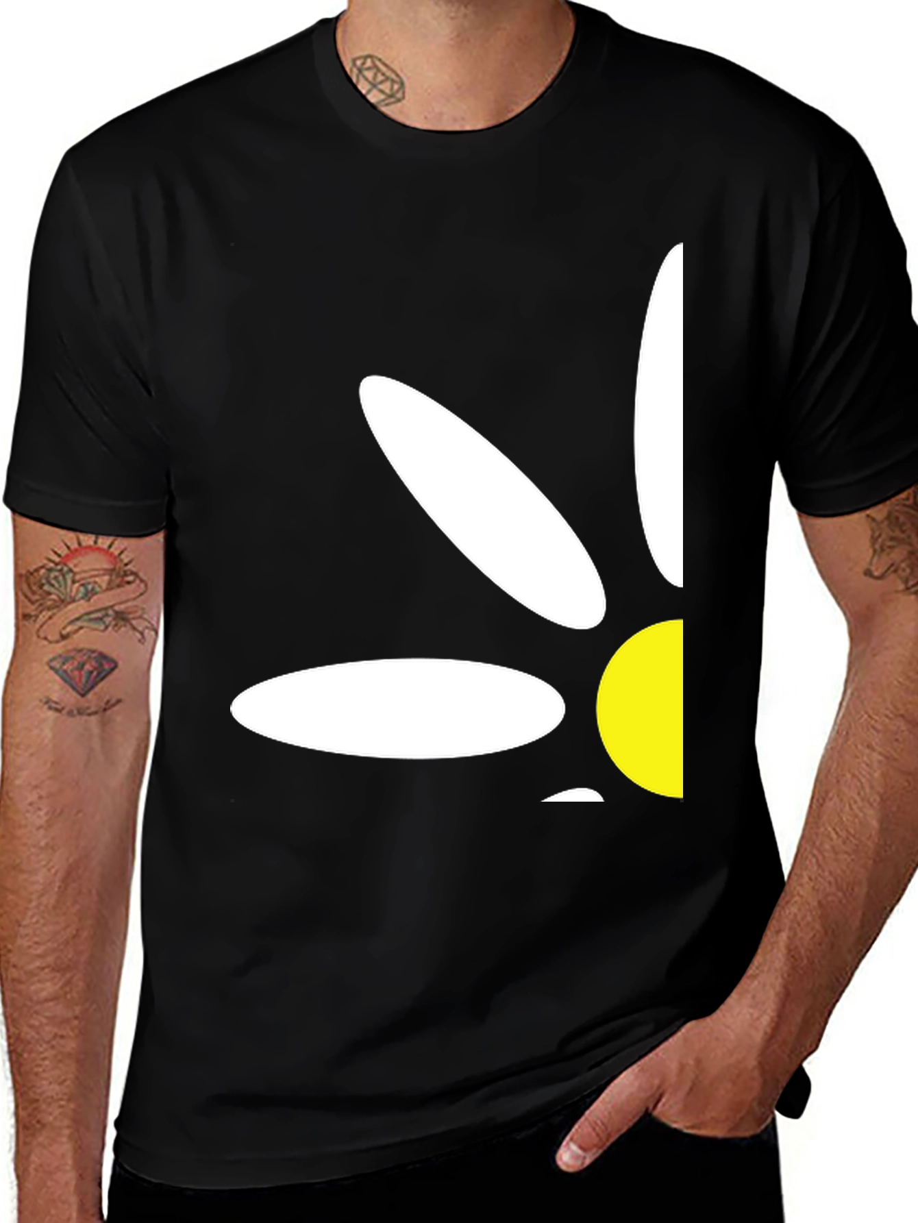 Daisy Graphic Print T-Shirt - Black