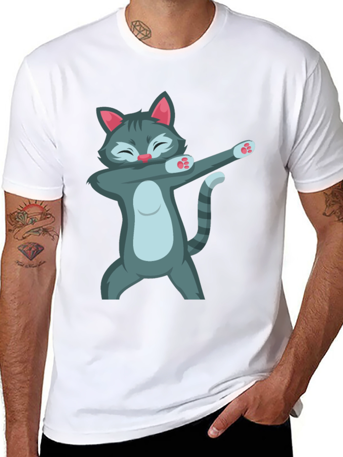 Dabbing Cat Graphic T-Shirt