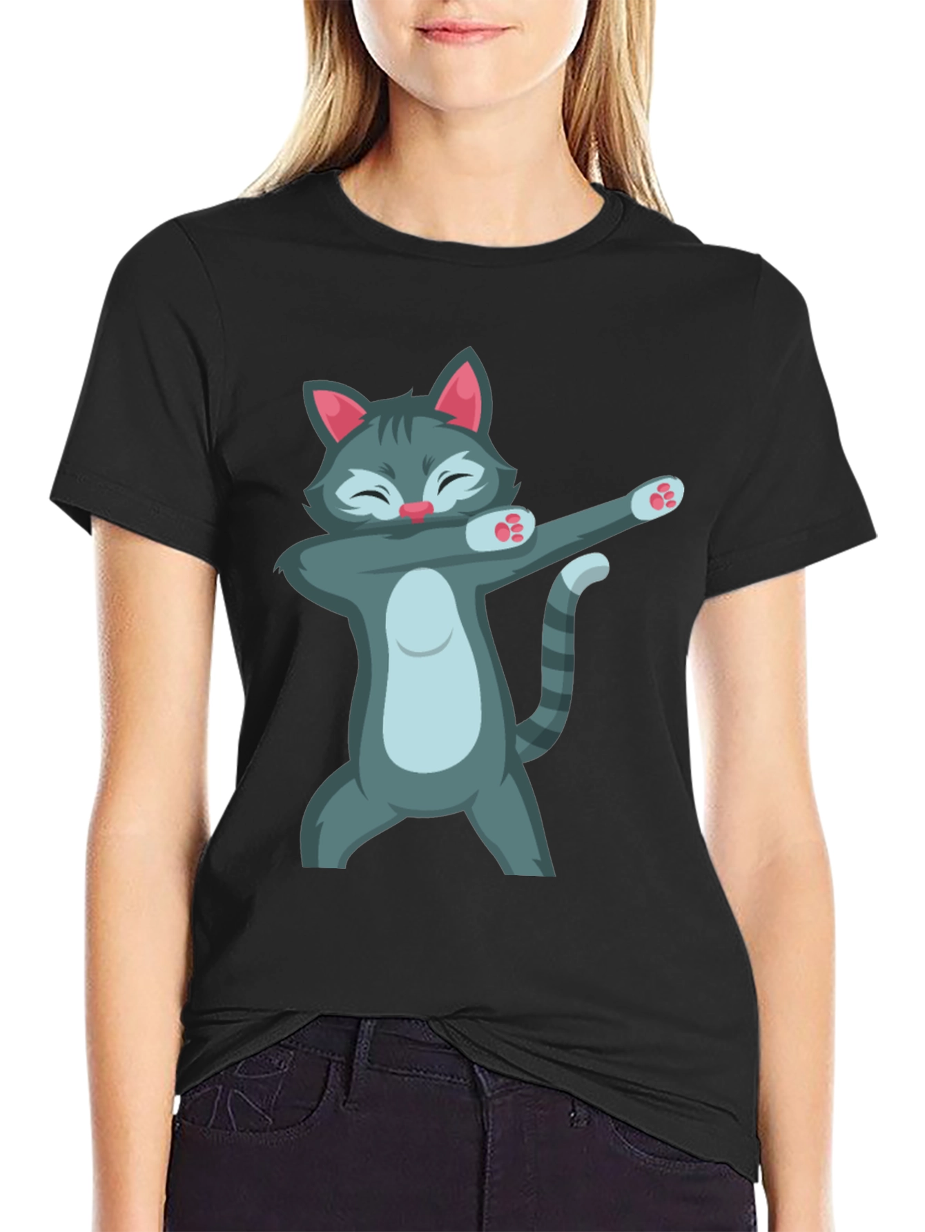 Dabbing Cat Graphic T-Shirt