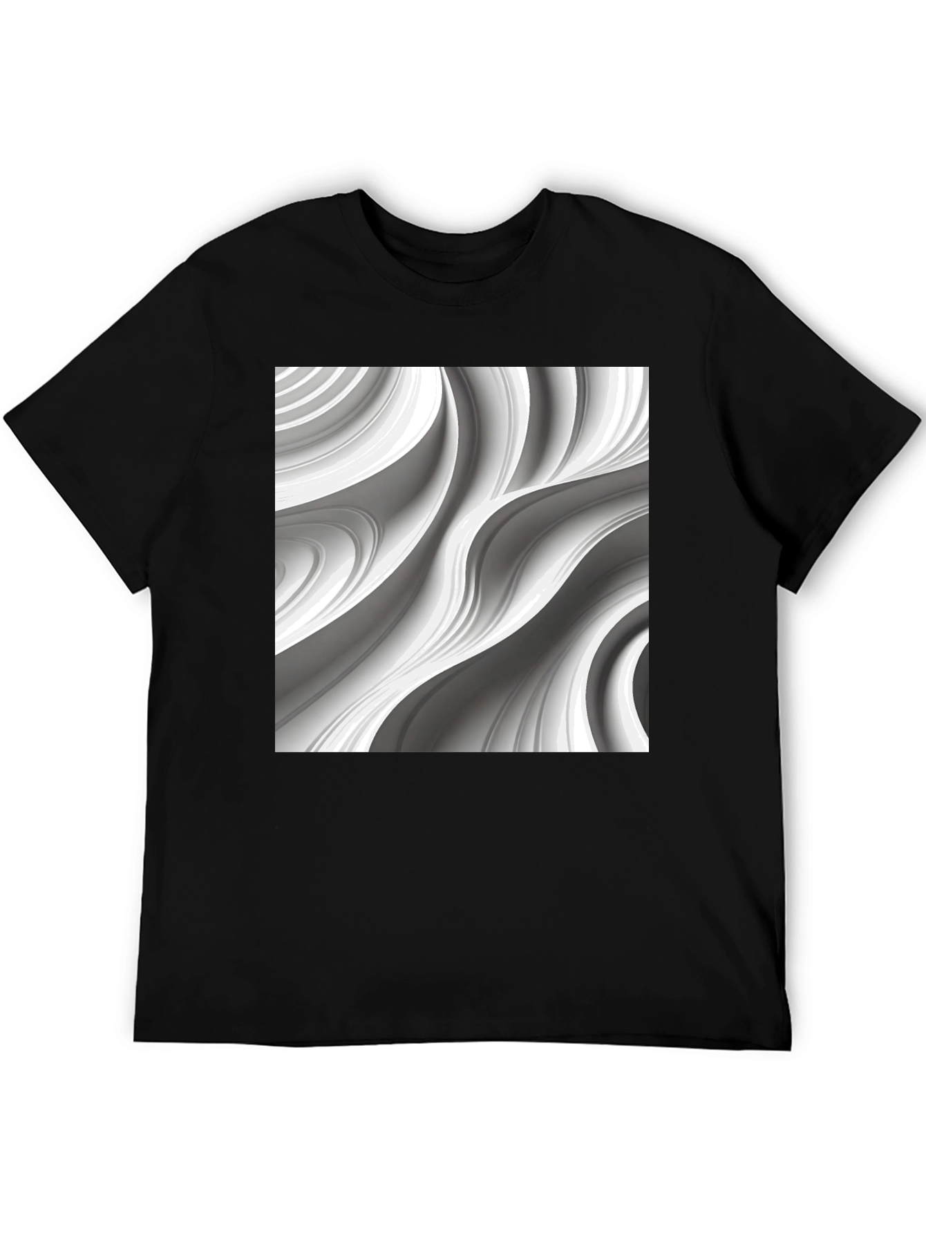 Modern Swirl Graphic Black T-Shirt