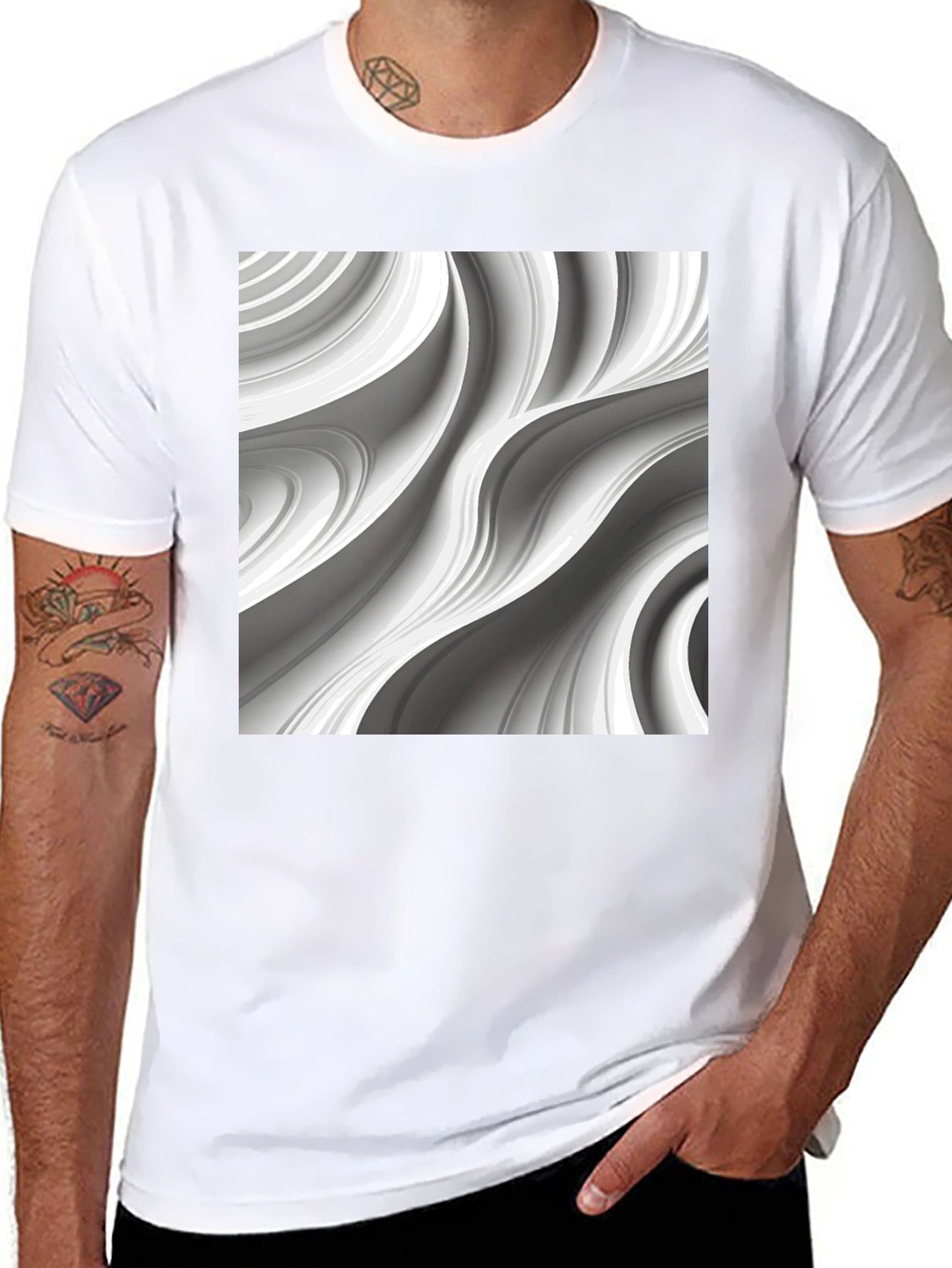 Modern Swirl Graphic Black T-Shirt