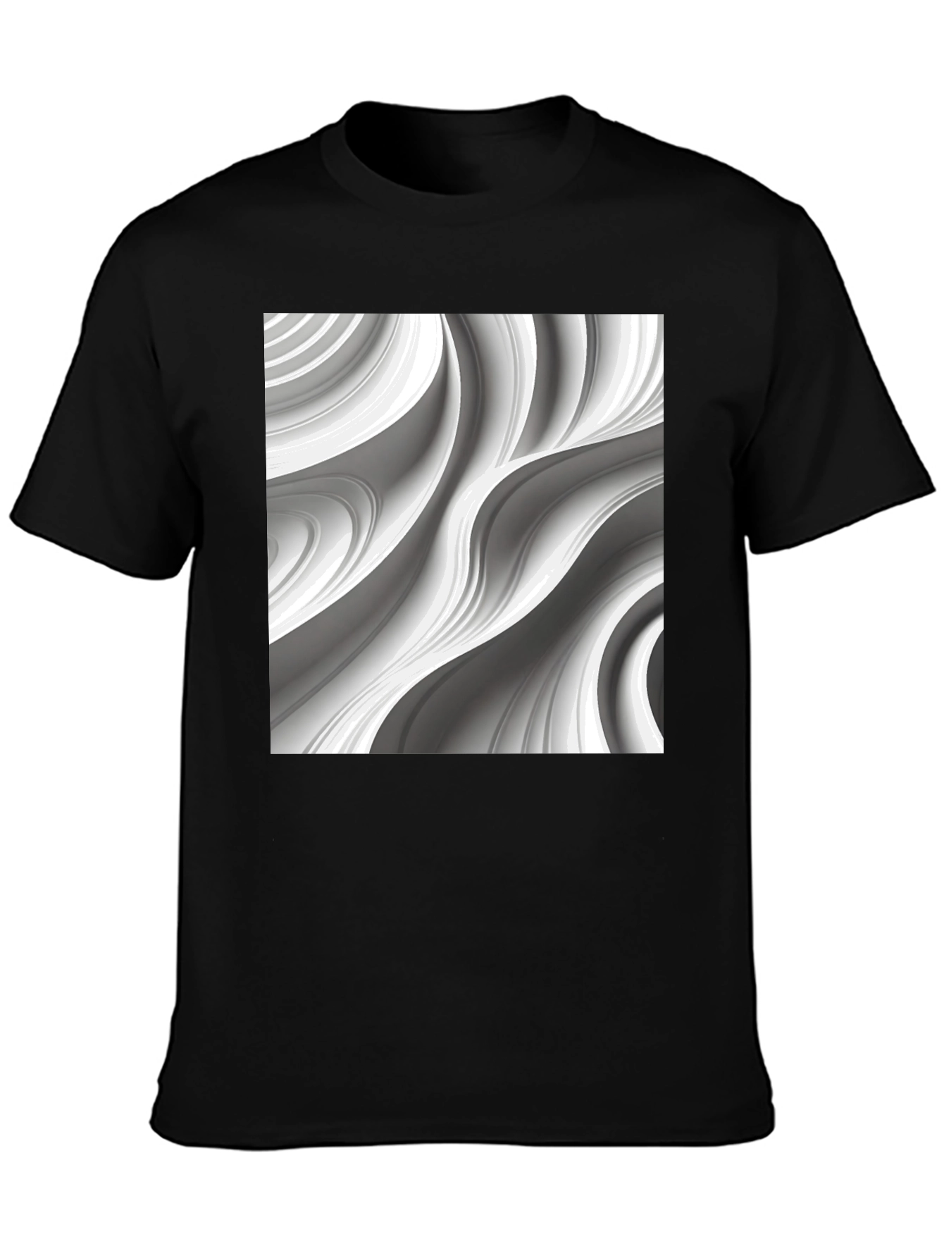 Modern Swirl Graphic Black T-Shirt
