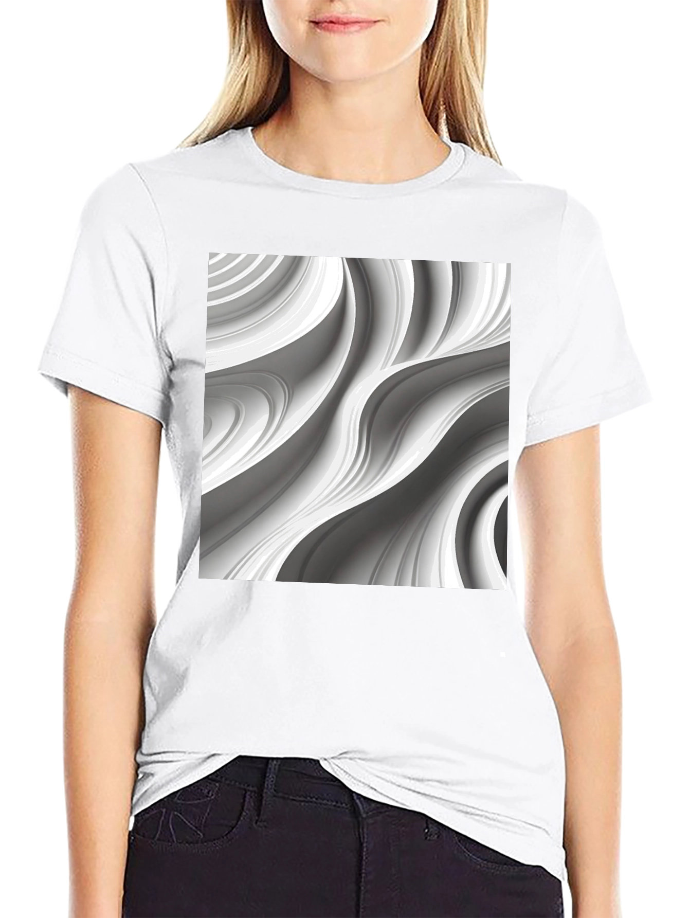Modern Swirl Graphic Black T-Shirt