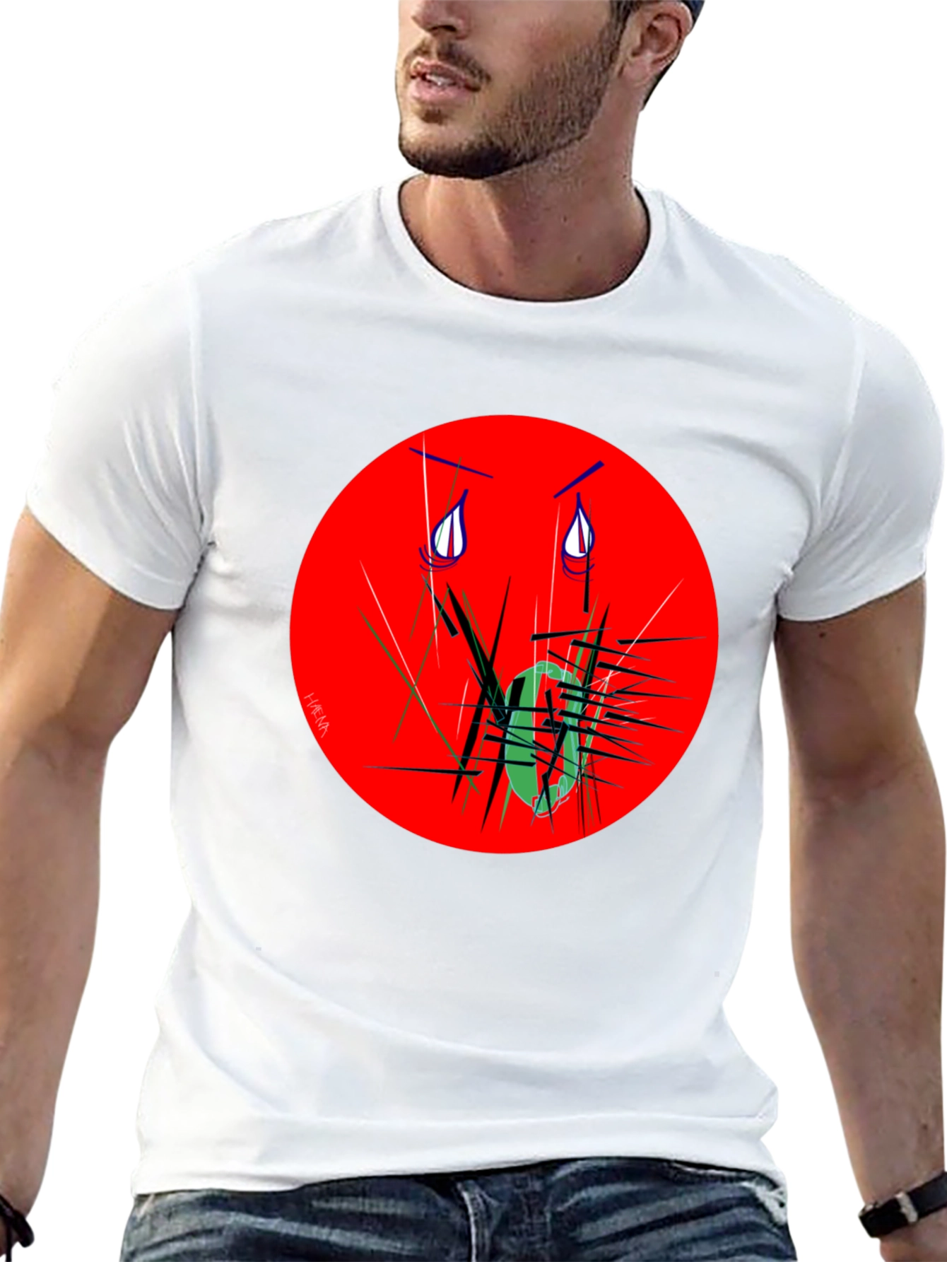 Expressive Graphic Tee - Red Circle Design