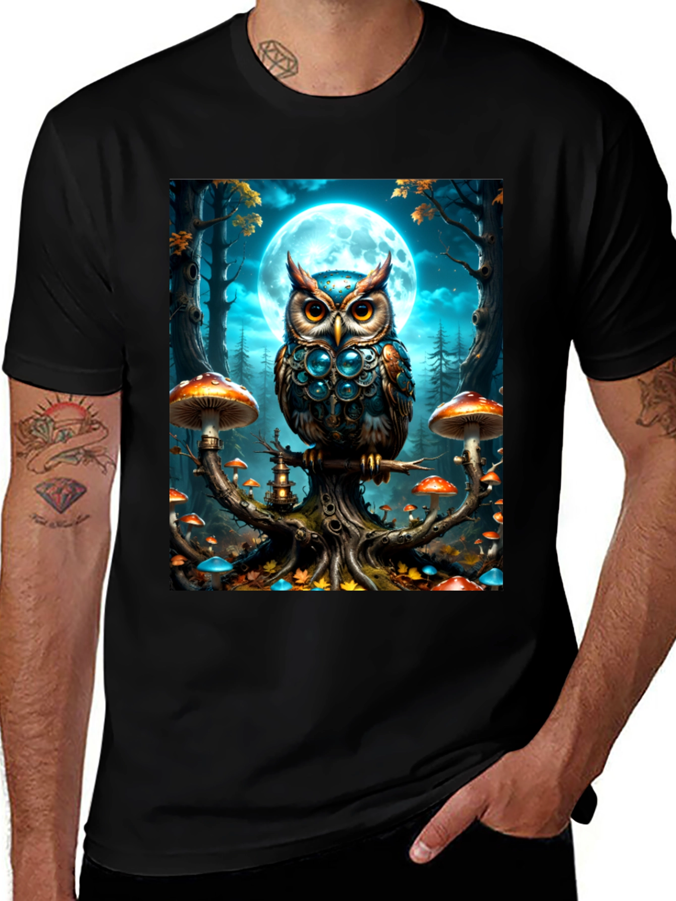 Owl Moon T-Shirt: Fantasy Forest Tee