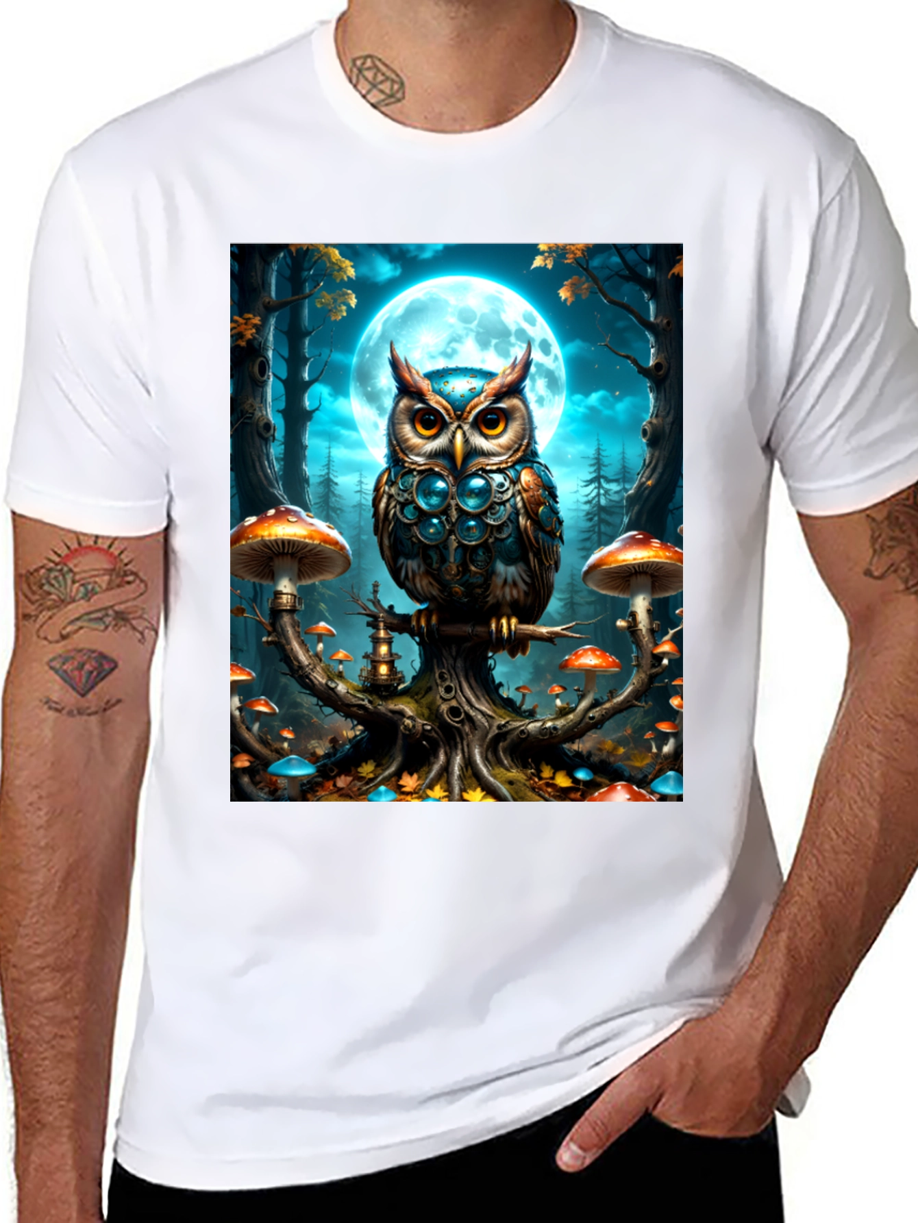 Owl Moon T-Shirt: Fantasy Forest Tee