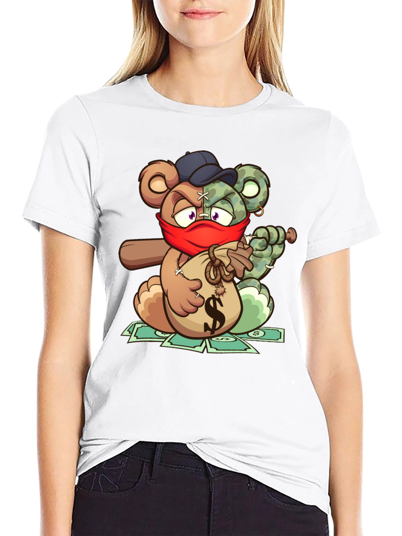 Gangster Teddy Bear Graphic T-Shirt
