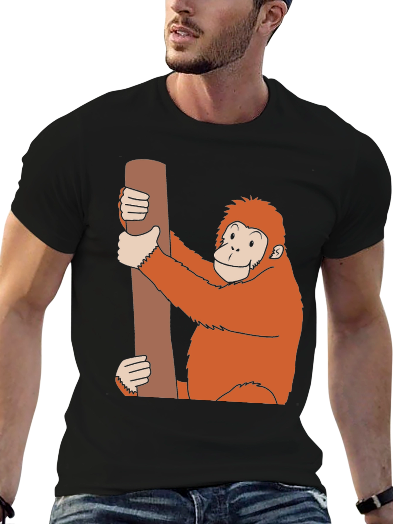 Orangutan Holding Log Graphic T-Shirt
