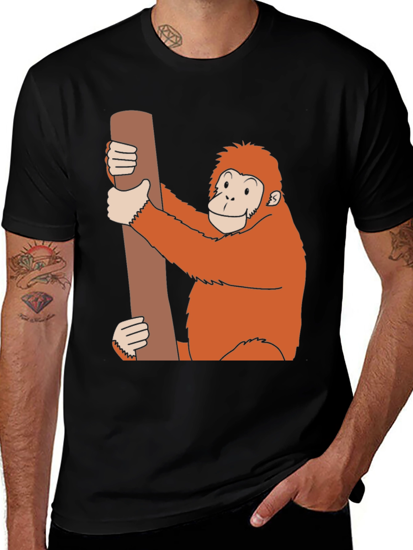 Orangutan Holding Log Graphic T-Shirt