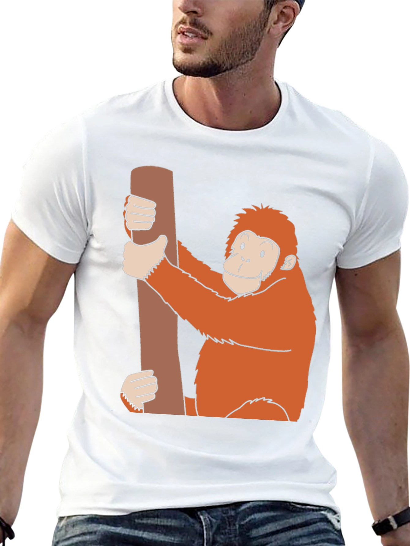 Orangutan Holding Log Graphic T-Shirt