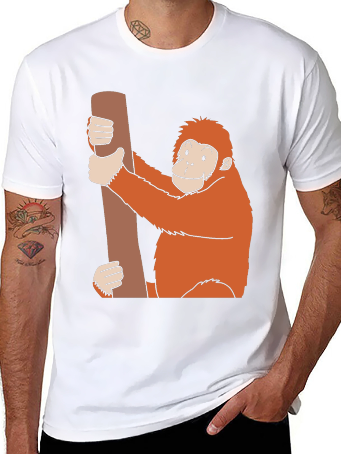 Orangutan Holding Log Graphic T-Shirt