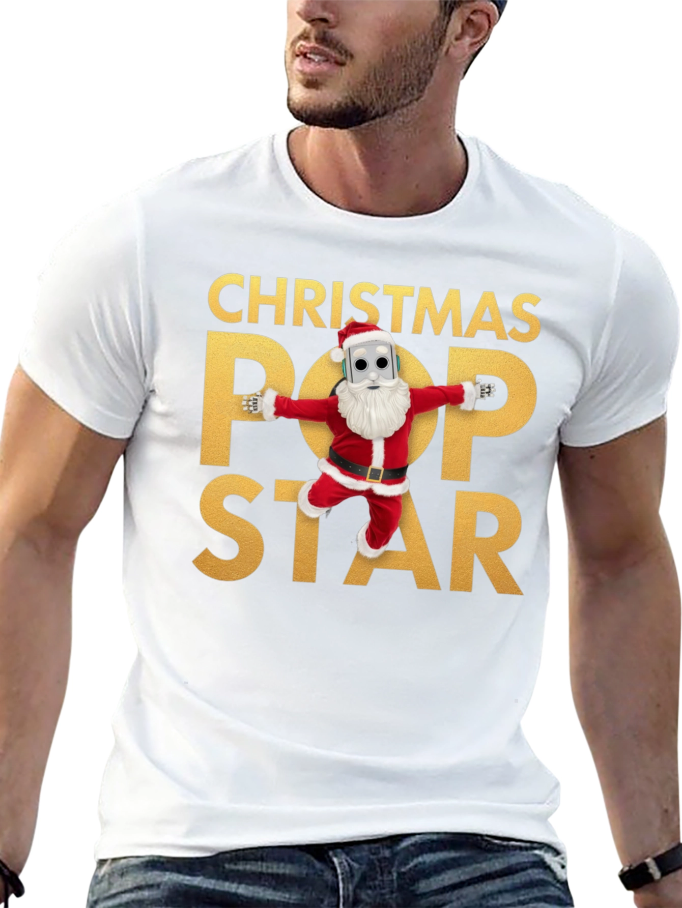 Christmas Pop Star Black T-Shirt