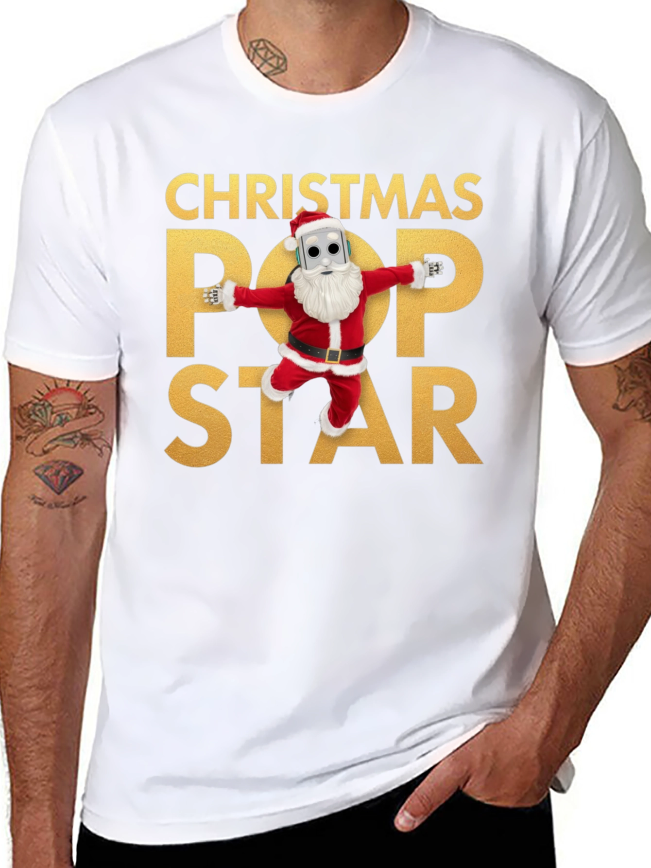 Christmas Pop Star Black T-Shirt