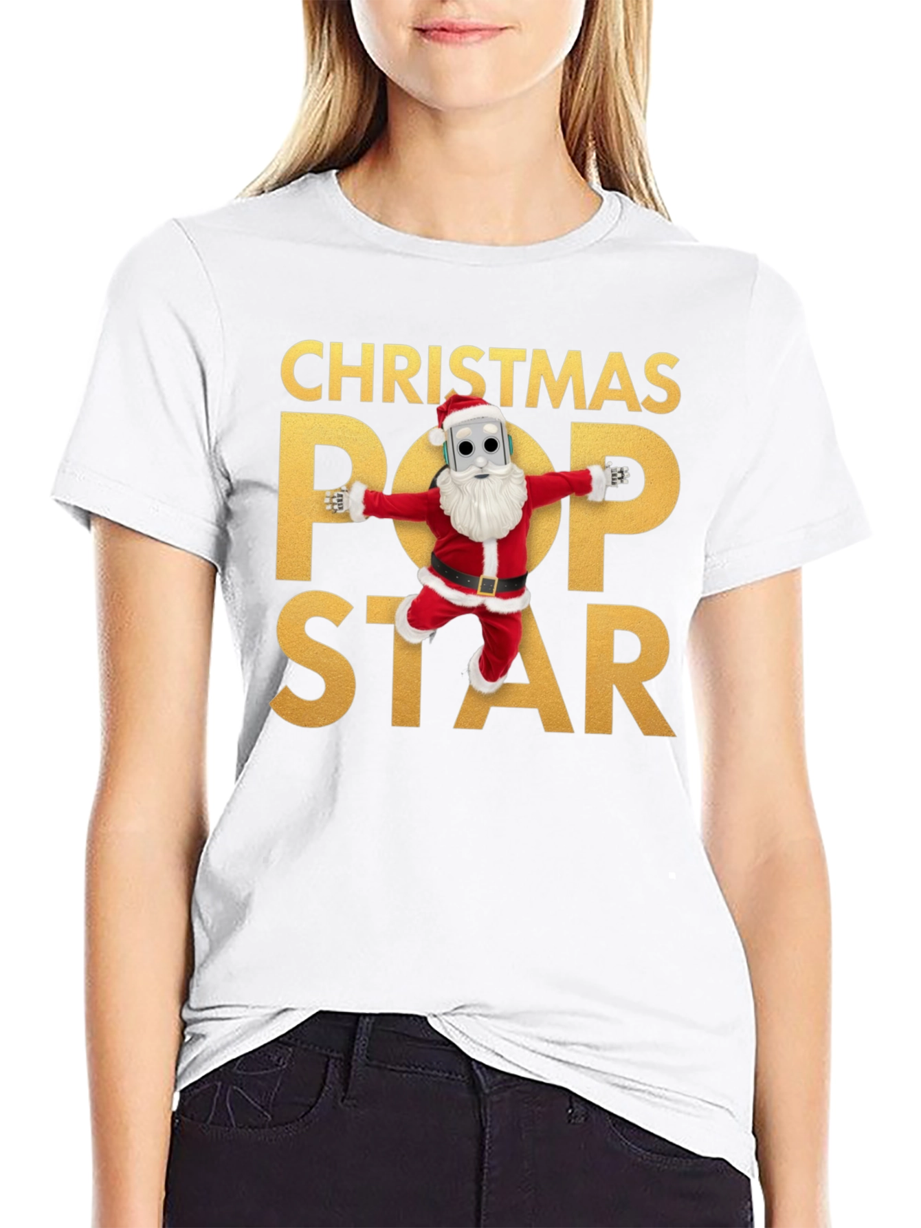 Christmas Pop Star Black T-Shirt
