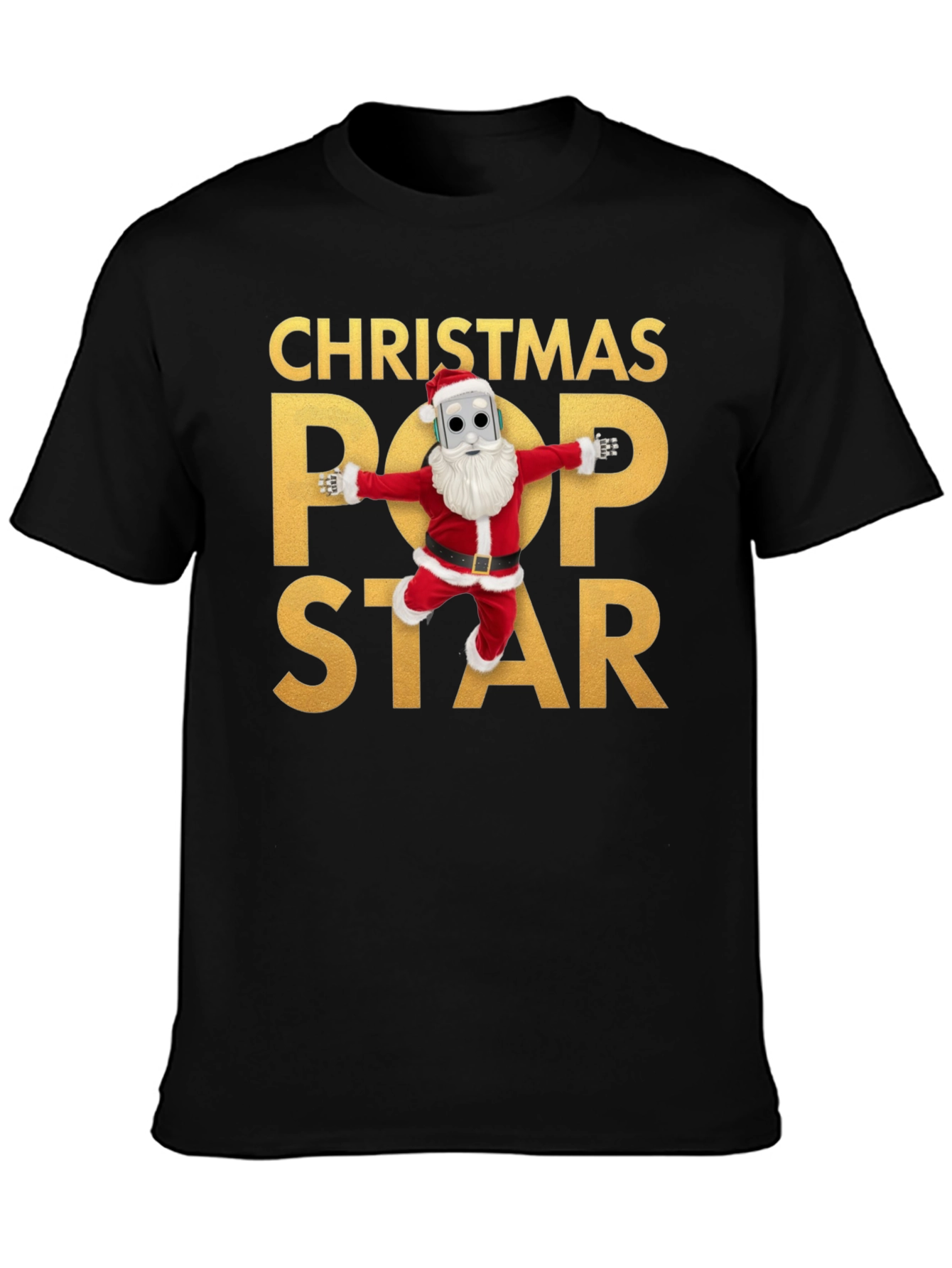 Christmas Pop Star Black T-Shirt