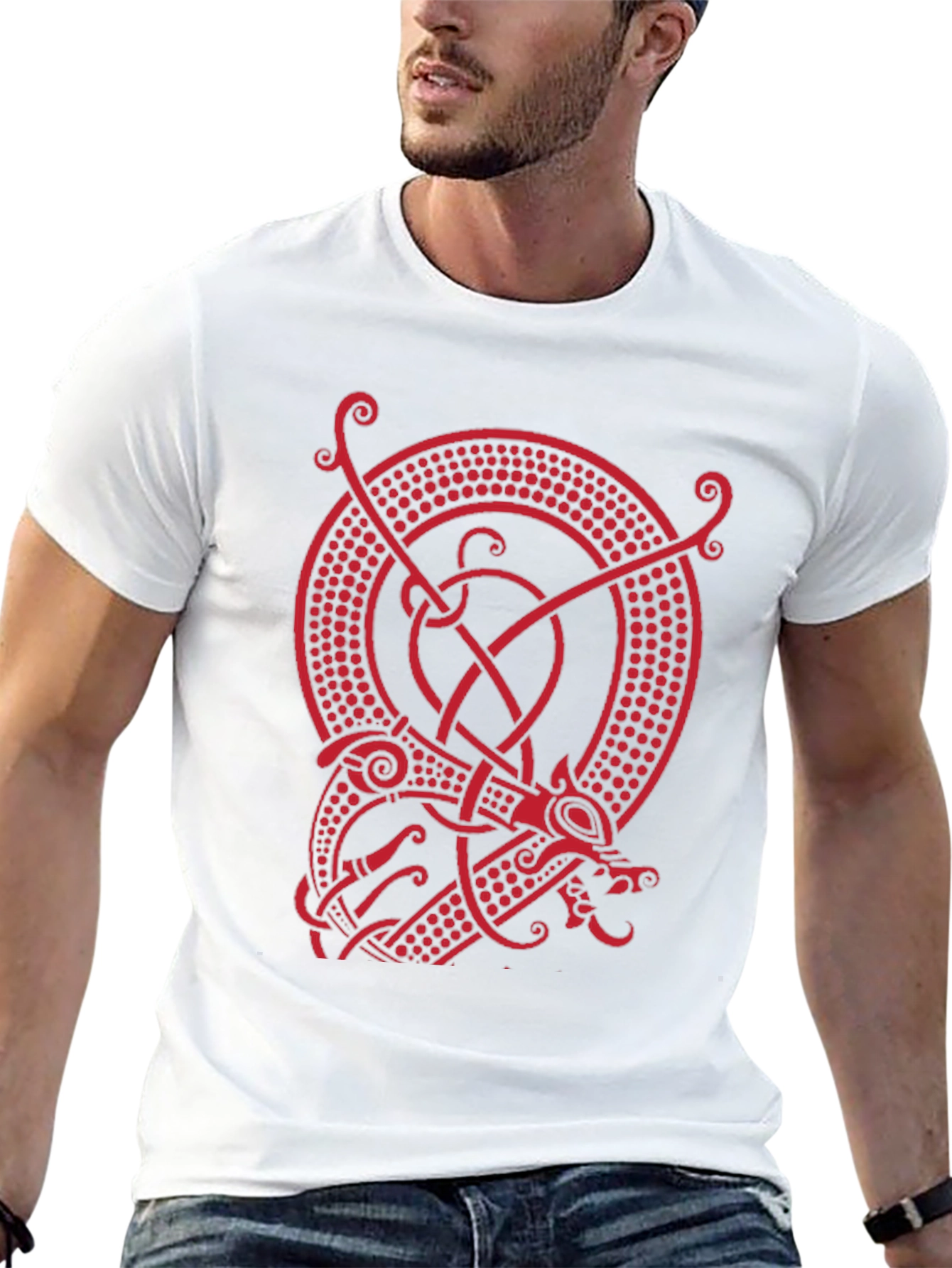 Viking Dragon Graphic Tee - Black Cotton Blend